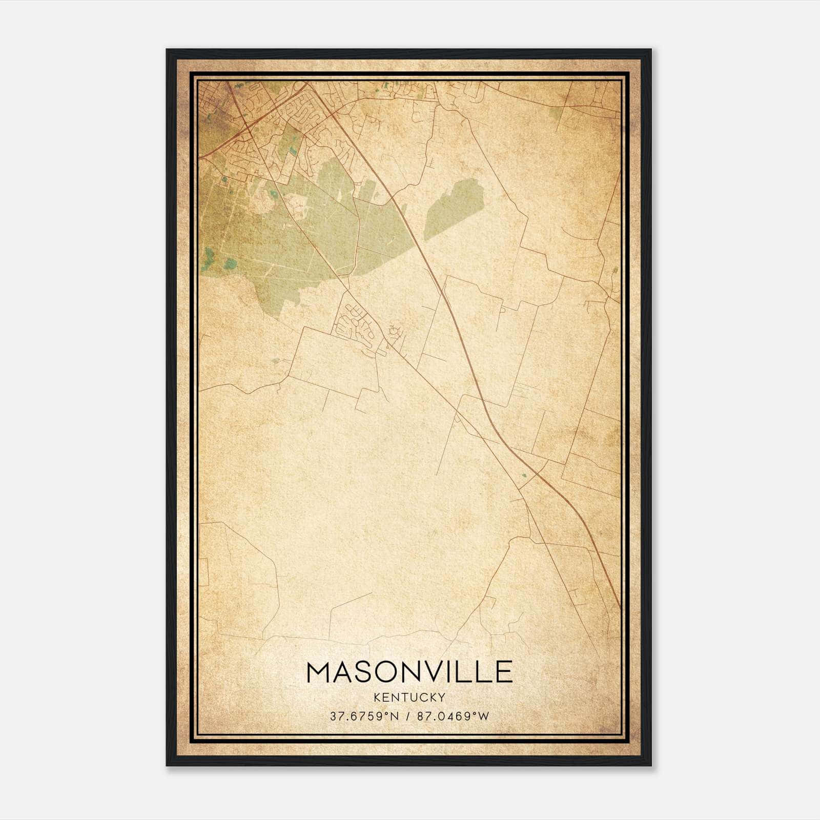 Vintage Masonville Kentucky Map Poster, Masonville KY City Road Wall Art Print Vintage Masonville Kentucky Map Poster, Masonville KY City Road Wall Art Print