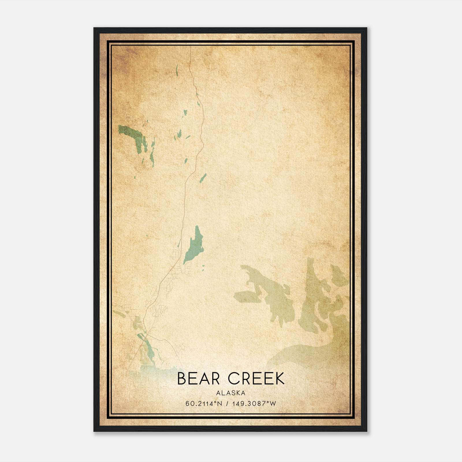Vintage Bear Creek Alaska Map Poster, Bear Creek AK City Road Wall Art Print Vintage Bear Creek Alaska Map Poster, Bear Creek AK City Road Wall Art Print