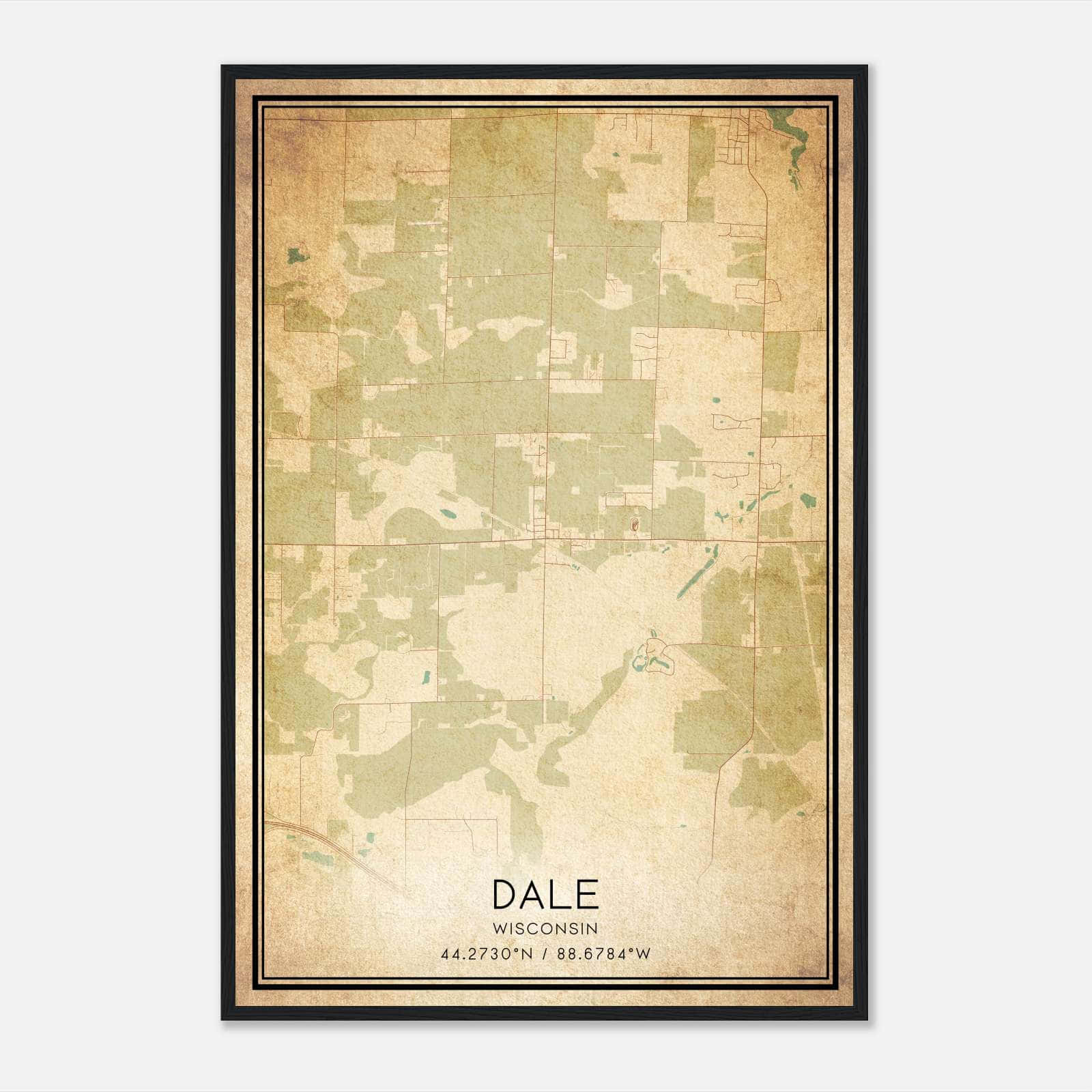 Vintage Dale Wisconsin Map Poster, Dale WI City Road Wall Art Print Vintage Dale Wisconsin Map Poster, Dale WI City Road Wall Art Print