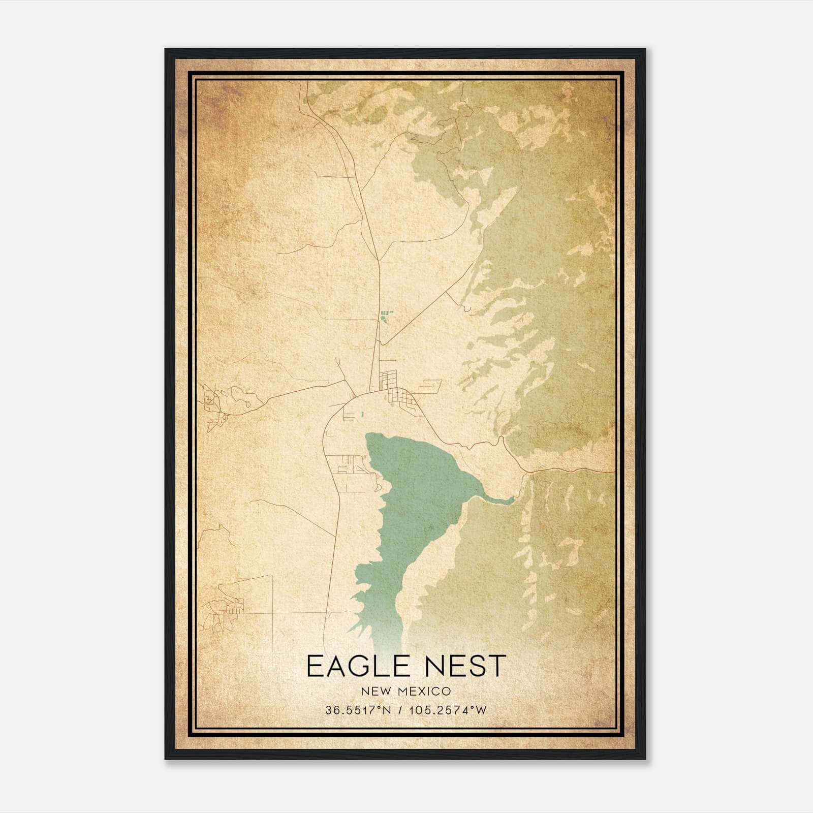 Vintage Eagle Nest New Mexico Map Poster, Eagle Nest NM City Road Wall Art Print Vintage Eagle Nest New Mexico Map Poster, Eagle Nest NM City Road Wall Art Print