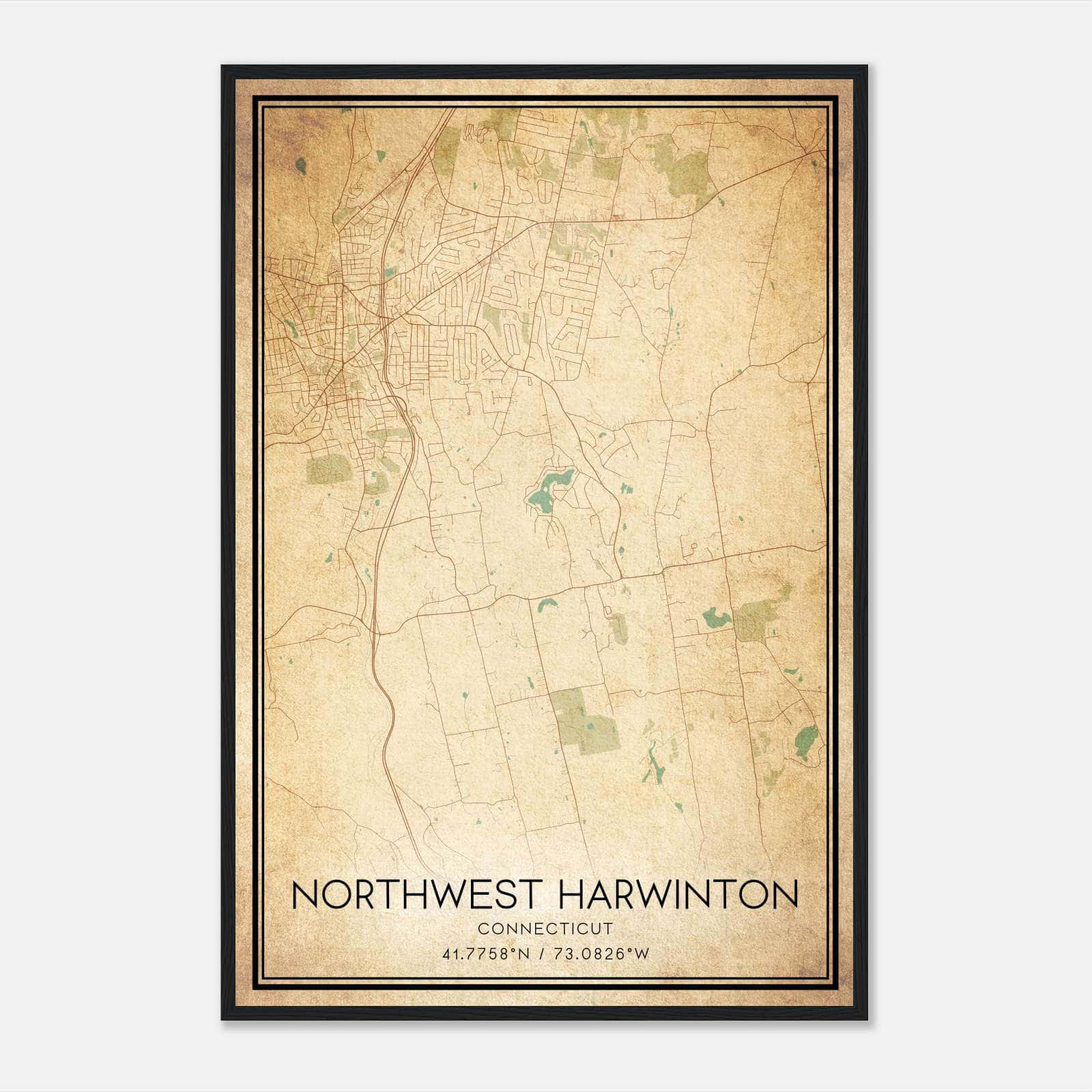 Vintage Northwest Harwinton Connecticut Map Poster, Northwest Harwinton CT City Road Wall Art Print Vintage Northwest Harwinton Connecticut Map Poster, Northwest Harwinton CT City Road Wall Art Print