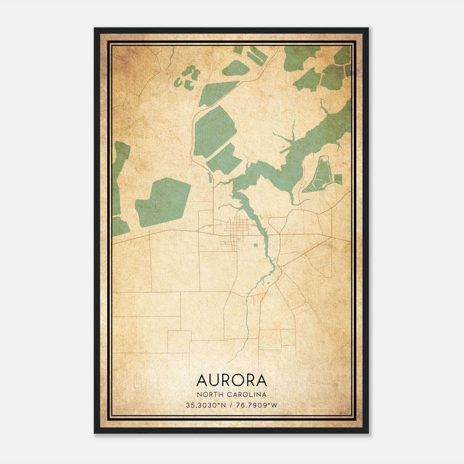 Vintage Aurora North Carolina Map Poster, Aurora NC City Road Wall Art Print Vintage Aurora North Carolina Map Poster, Aurora NC City Road Wall Art Print