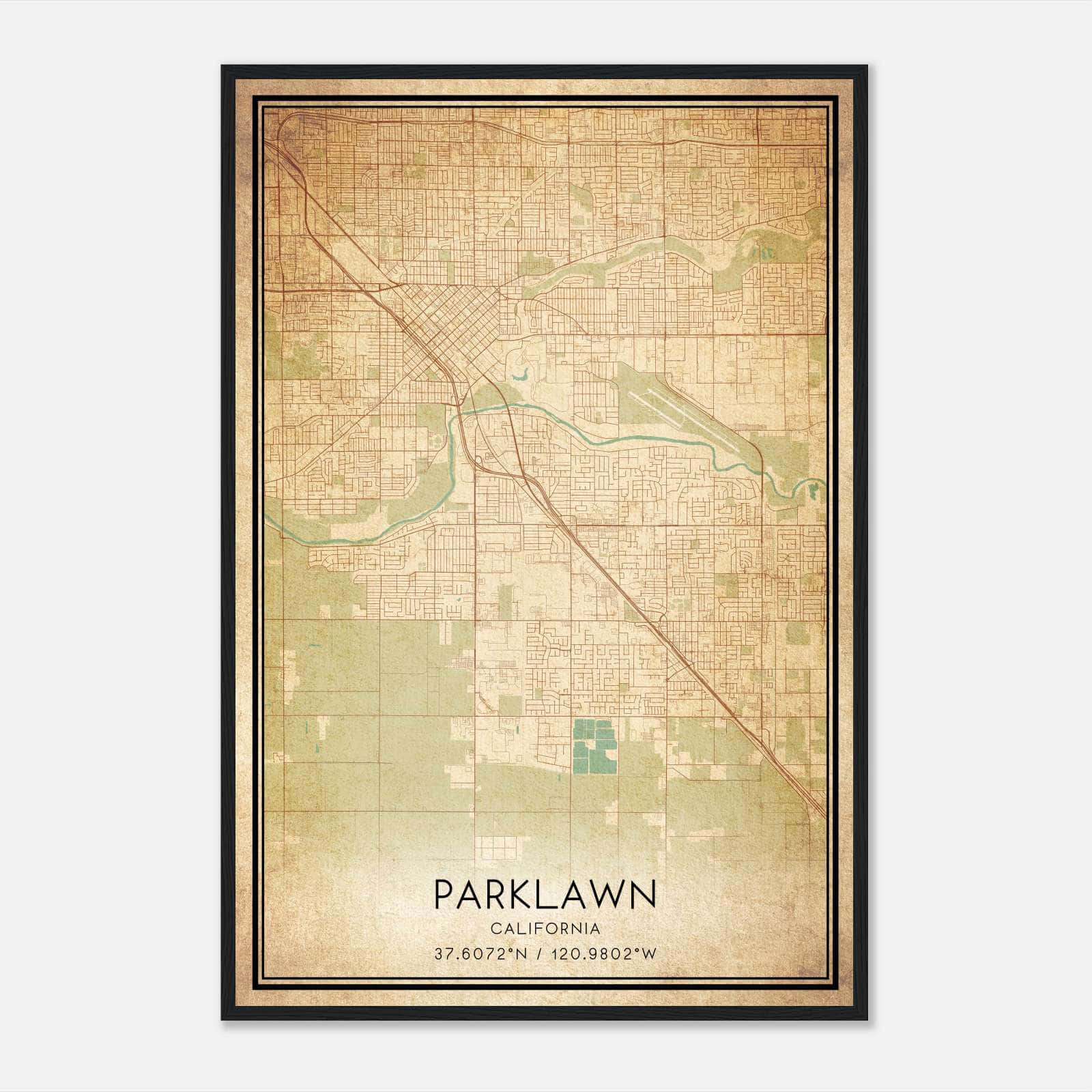 Vintage Parklawn California Map Poster, Parklawn CA City Road Wall Art Print Vintage Parklawn California Map Poster, Parklawn CA City Road Wall Art Print