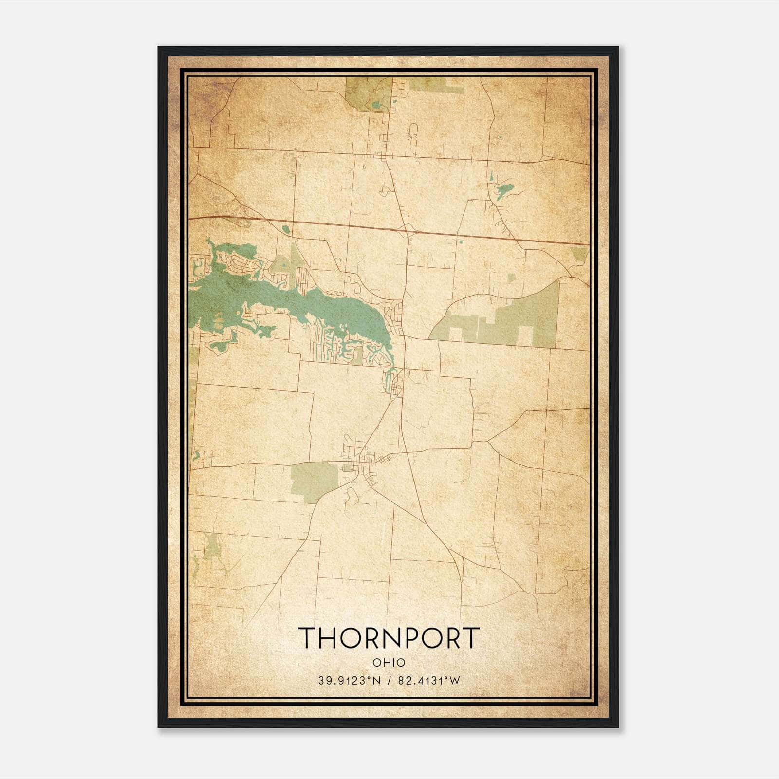 Vintage Thornport Ohio Map Poster, Thornport OH City Road Wall Art Print Vintage Thornport Ohio Map Poster, Thornport OH City Road Wall Art Print