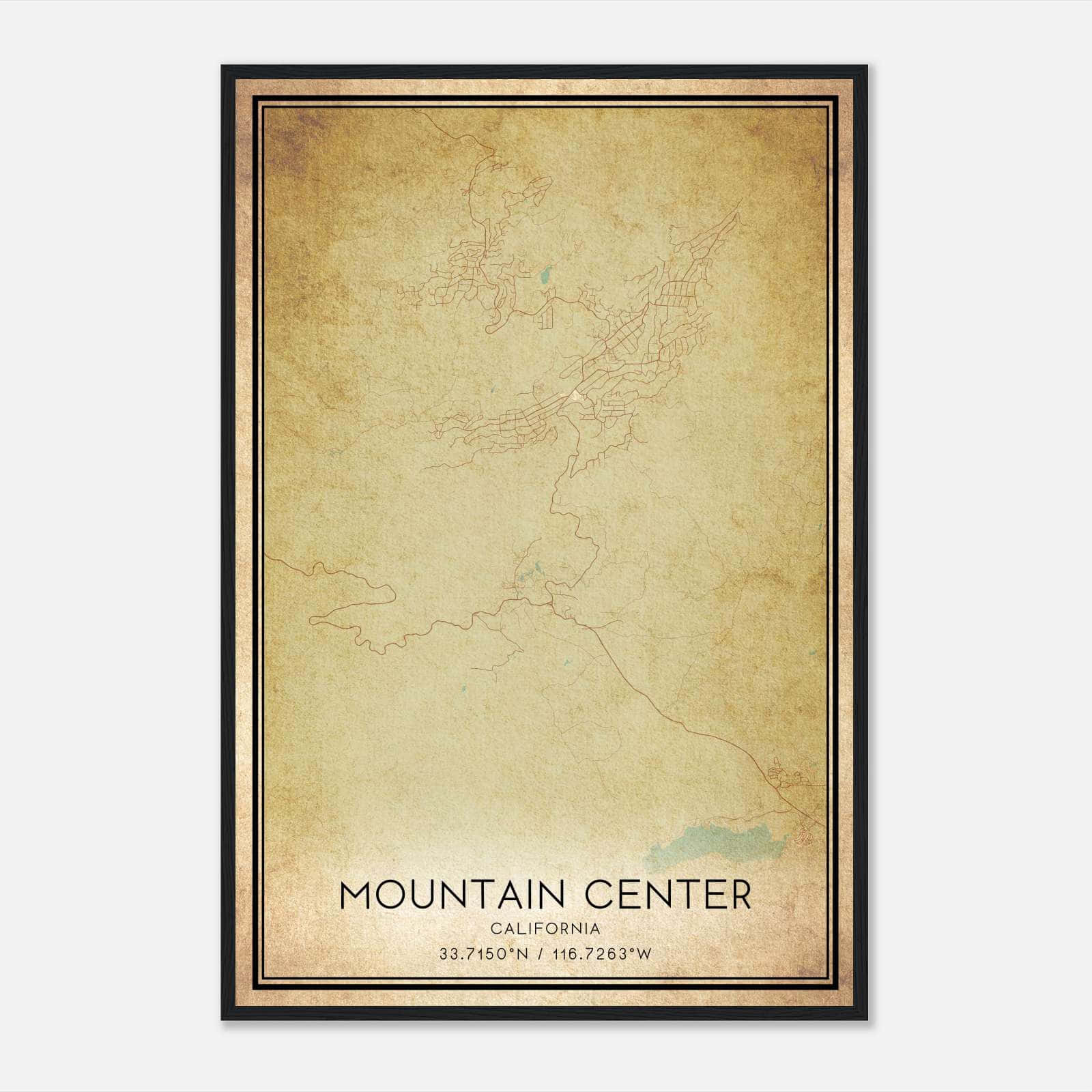 Vintage Mountain Center California Map Poster, Mountain Center CA City Road Wall Art Print Vintage Mountain Center California Map Poster, Mountain Center CA City Road Wall Art Print