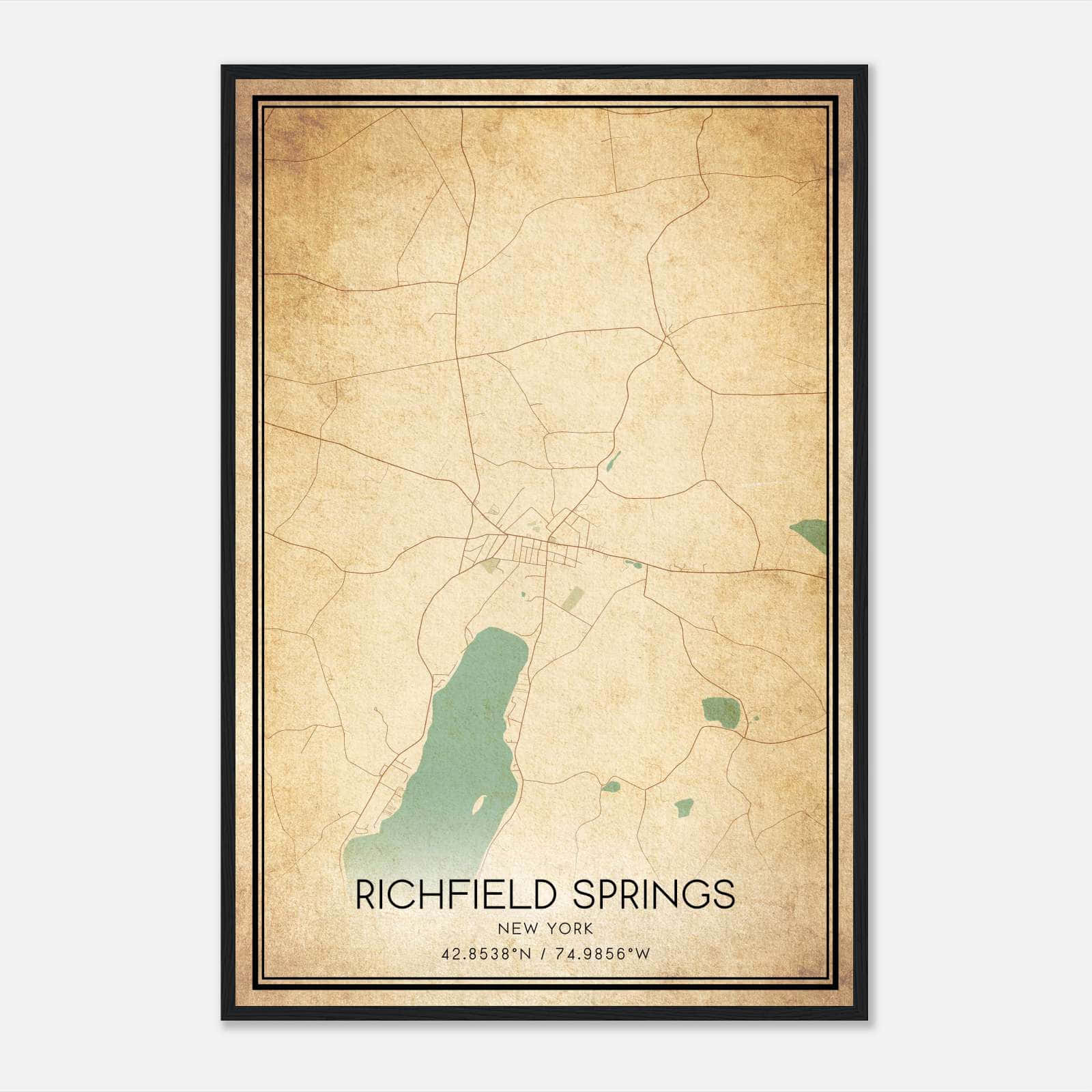 Vintage Richfield Springs New York Map Poster, Richfield Springs NY City Road Wall Art Print Vintage Richfield Springs New York Map Poster, Richfield Springs NY City Road Wall Art Print