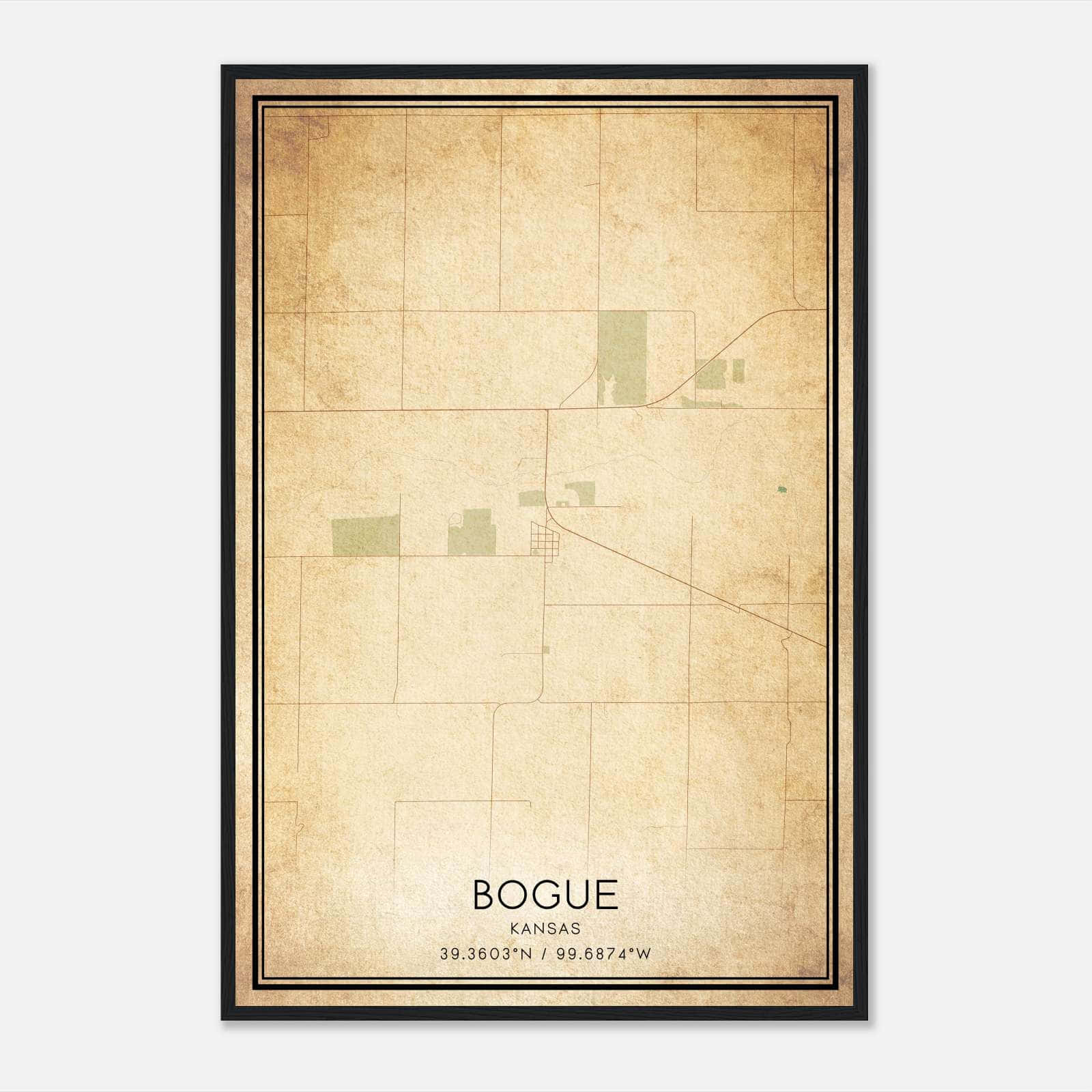Vintage Bogue Kansas Map Poster, Bogue KS City Road Wall Art Print Vintage Bogue Kansas Map Poster, Bogue KS City Road Wall Art Print