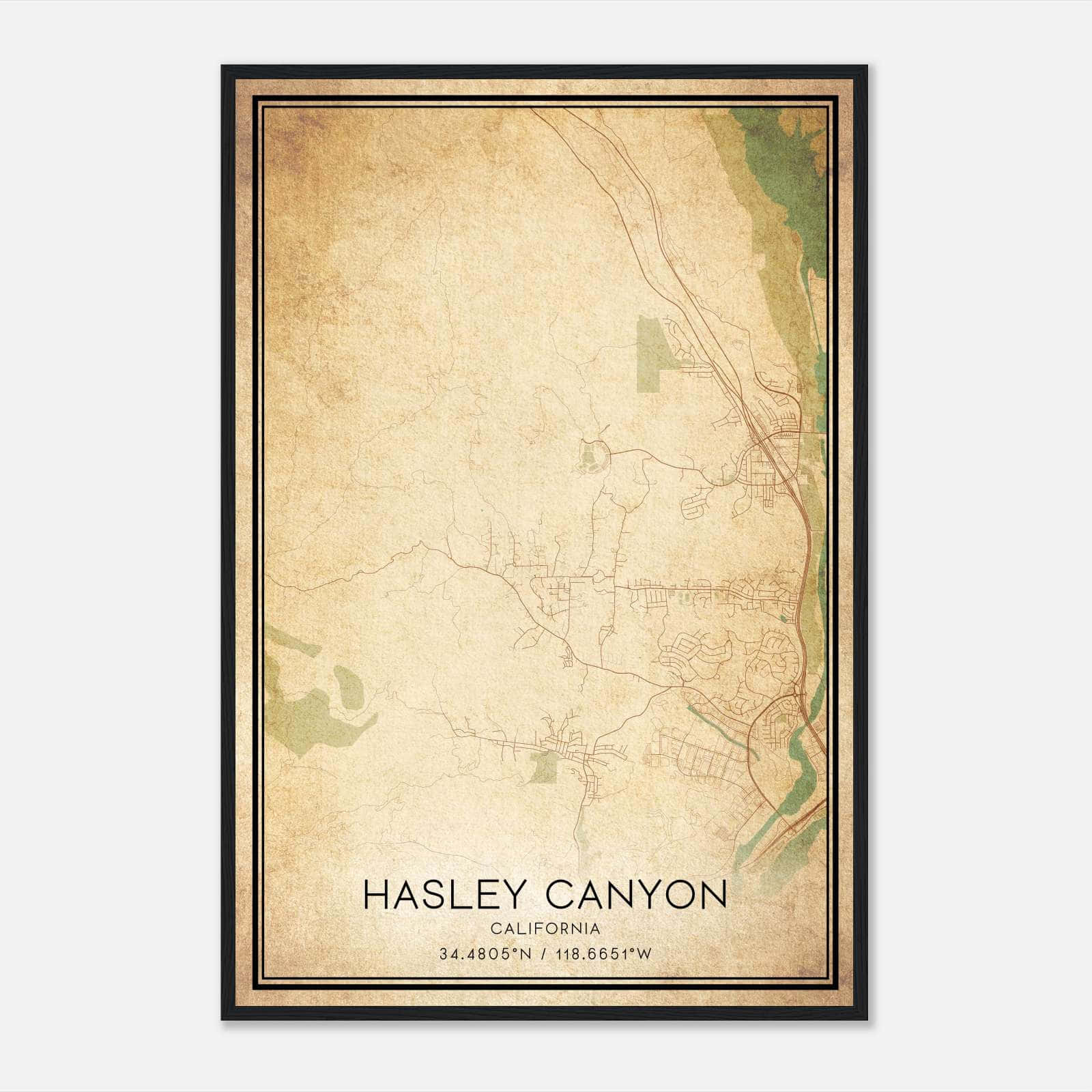 Vintage Hasley Canyon California Map Poster, Hasley Canyon CA City Road Wall Art Print Vintage Hasley Canyon California Map Poster, Hasley Canyon CA City Road Wall Art Print