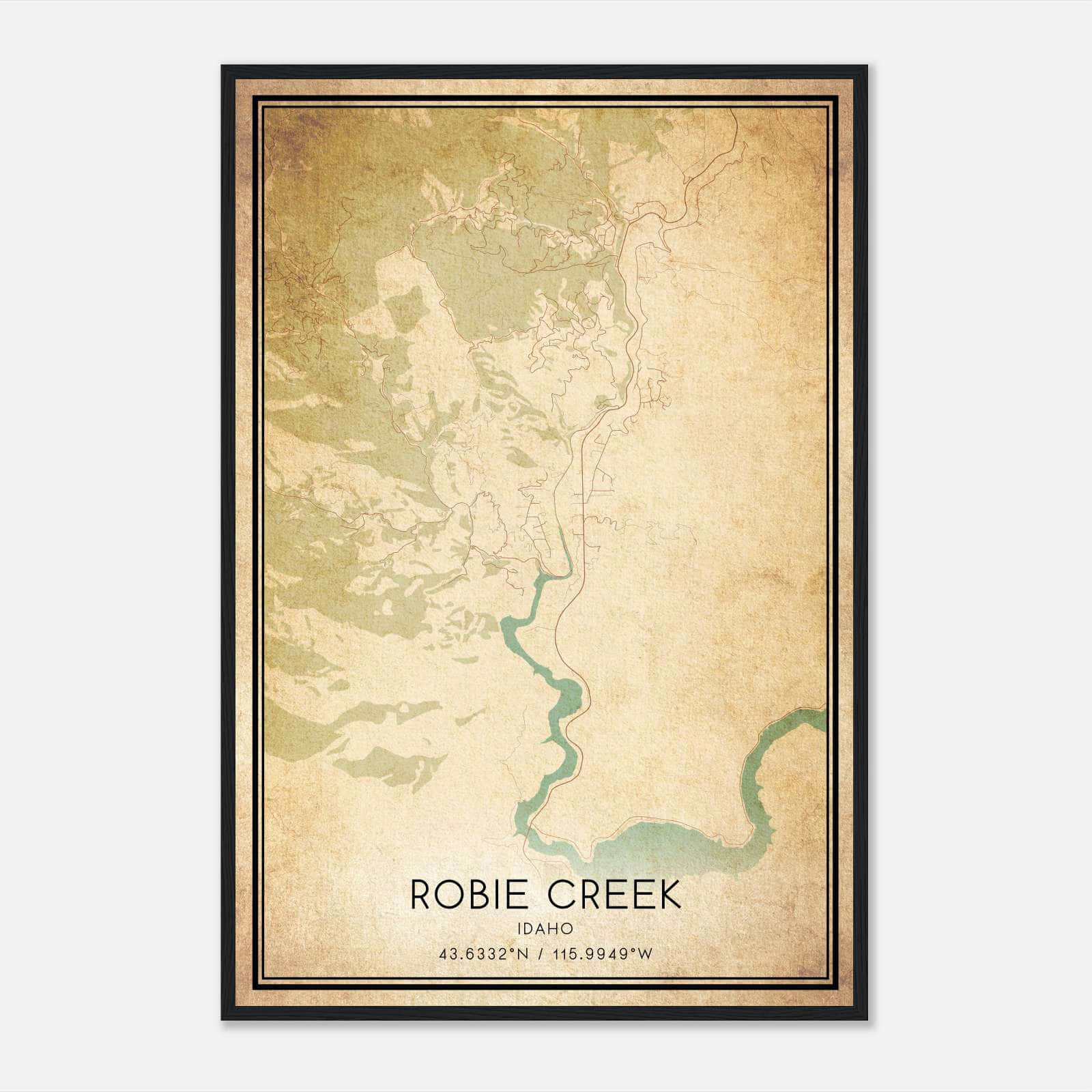 Vintage Robie Creek Idaho Map Poster, Robie Creek ID City Road Wall Art Print Vintage Robie Creek Idaho Map Poster, Robie Creek ID City Road Wall Art Print