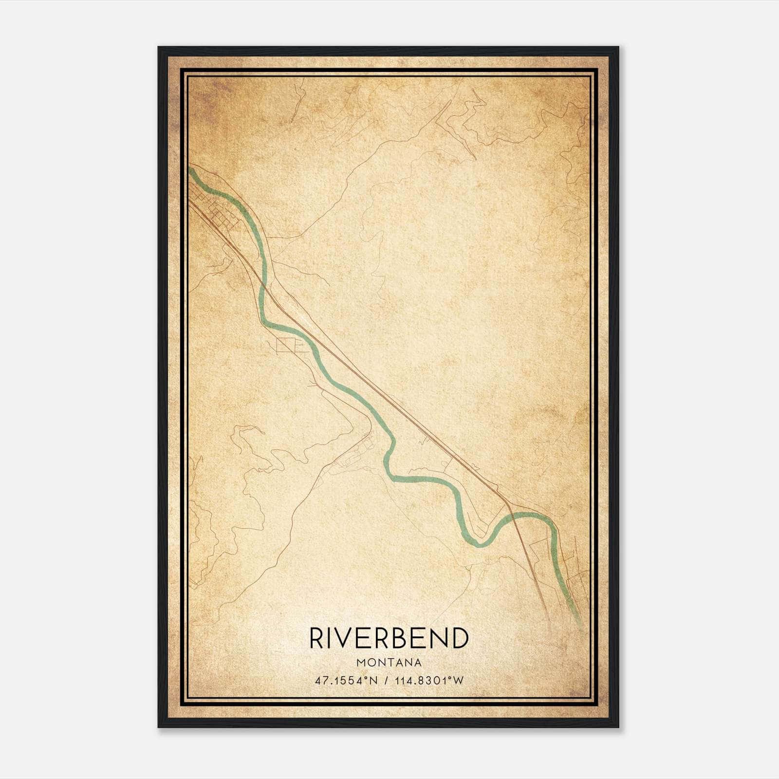 Vintage Riverbend Montana Map Poster, Riverbend MT City Road Wall Art Print Vintage Riverbend Montana Map Poster, Riverbend MT City Road Wall Art Print