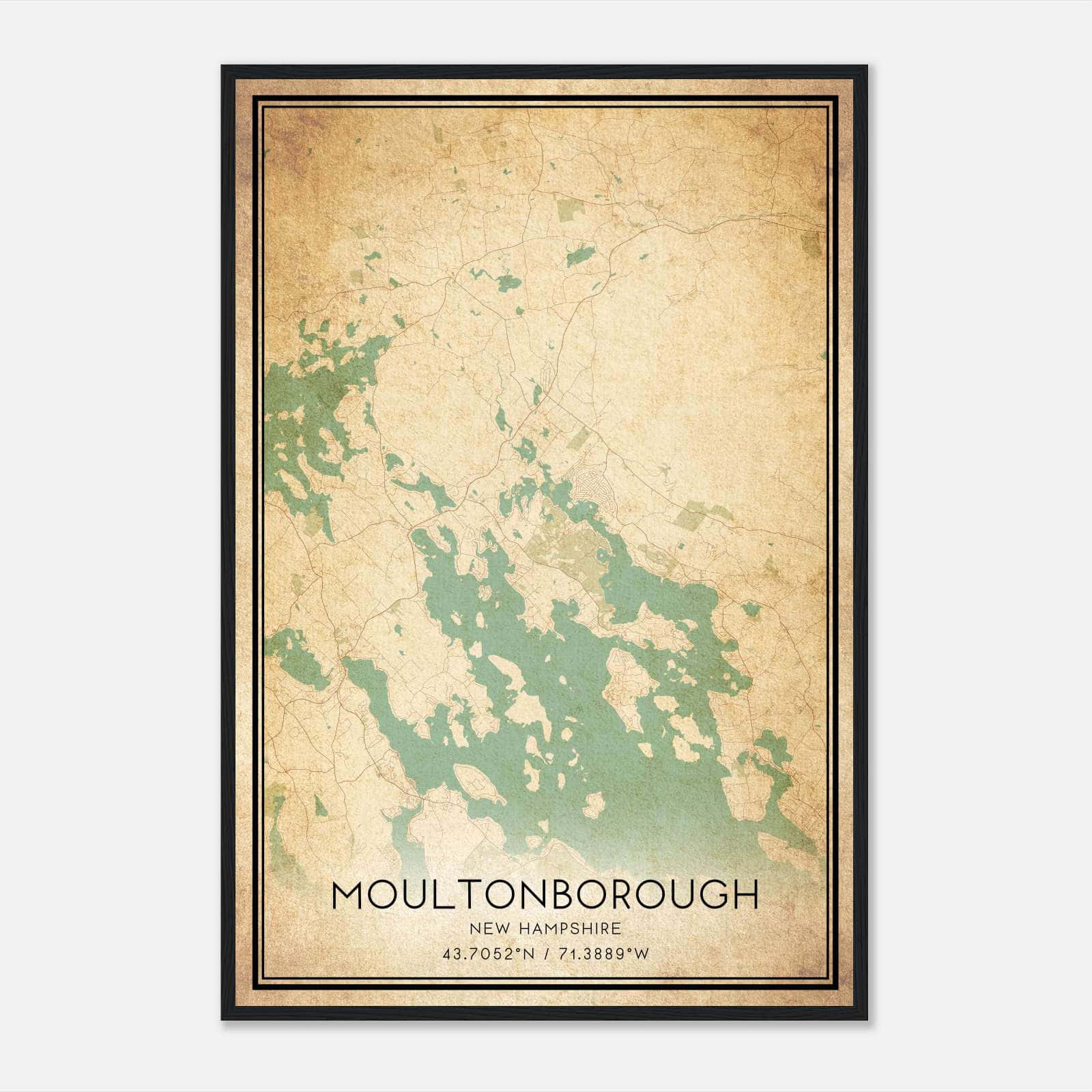 Vintage Moultonborough New Hampshire Map Poster, Moultonborough NH City Road Wall Art Print Vintage Moultonborough New Hampshire Map Poster, Moultonborough NH City Road Wall Art Print