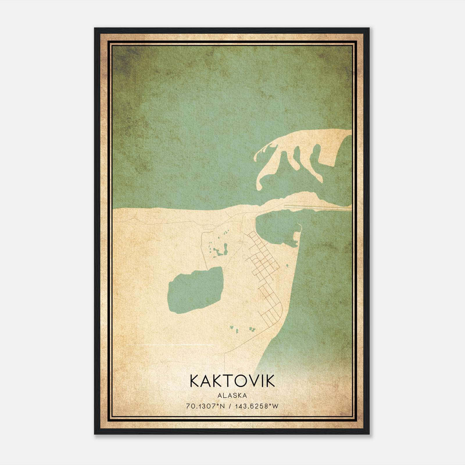 Vintage Kaktovik Alaska Map Poster, Kaktovik AK City Road Wall Art Print Vintage Kaktovik Alaska Map Poster, Kaktovik AK City Road Wall Art Print