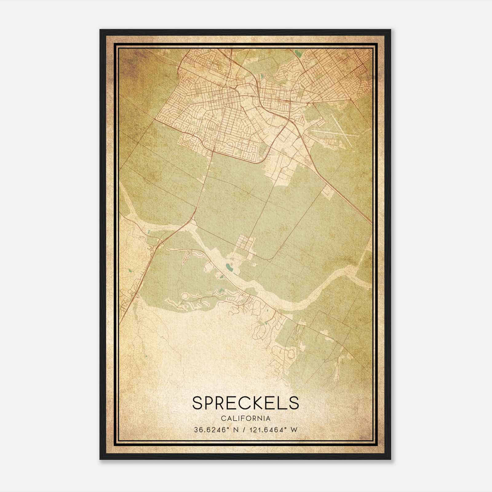 Vintage Spreckels California Map Poster, Spreckels CA City Road Wall Art Print Vintage Spreckels California Map Poster, Spreckels CA City Road Wall Art Print