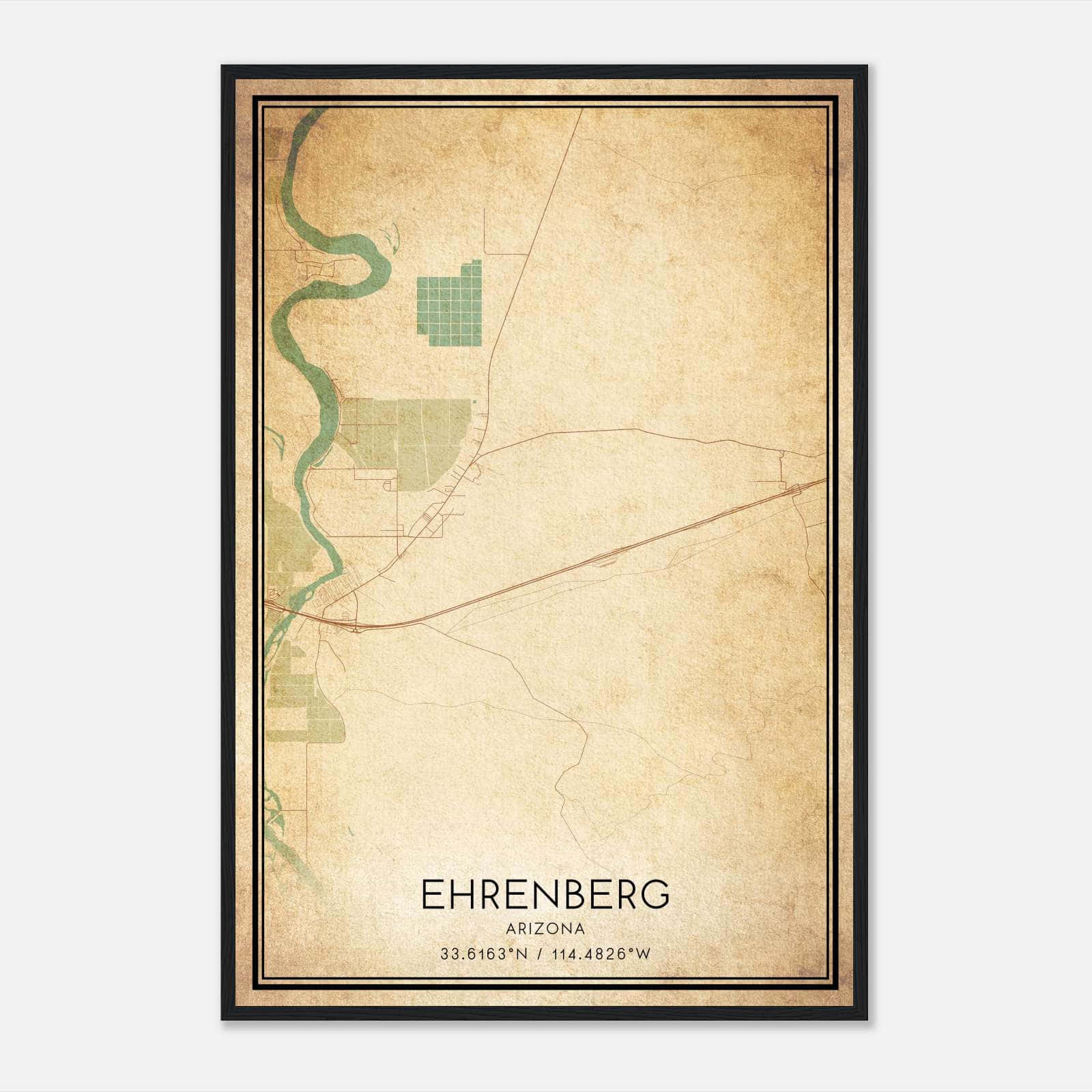 Vintage Ehrenberg Arizona Map Poster, Ehrenberg AZ City Road Wall Art Print Vintage Ehrenberg Arizona Map Poster, Ehrenberg AZ City Road Wall Art Print