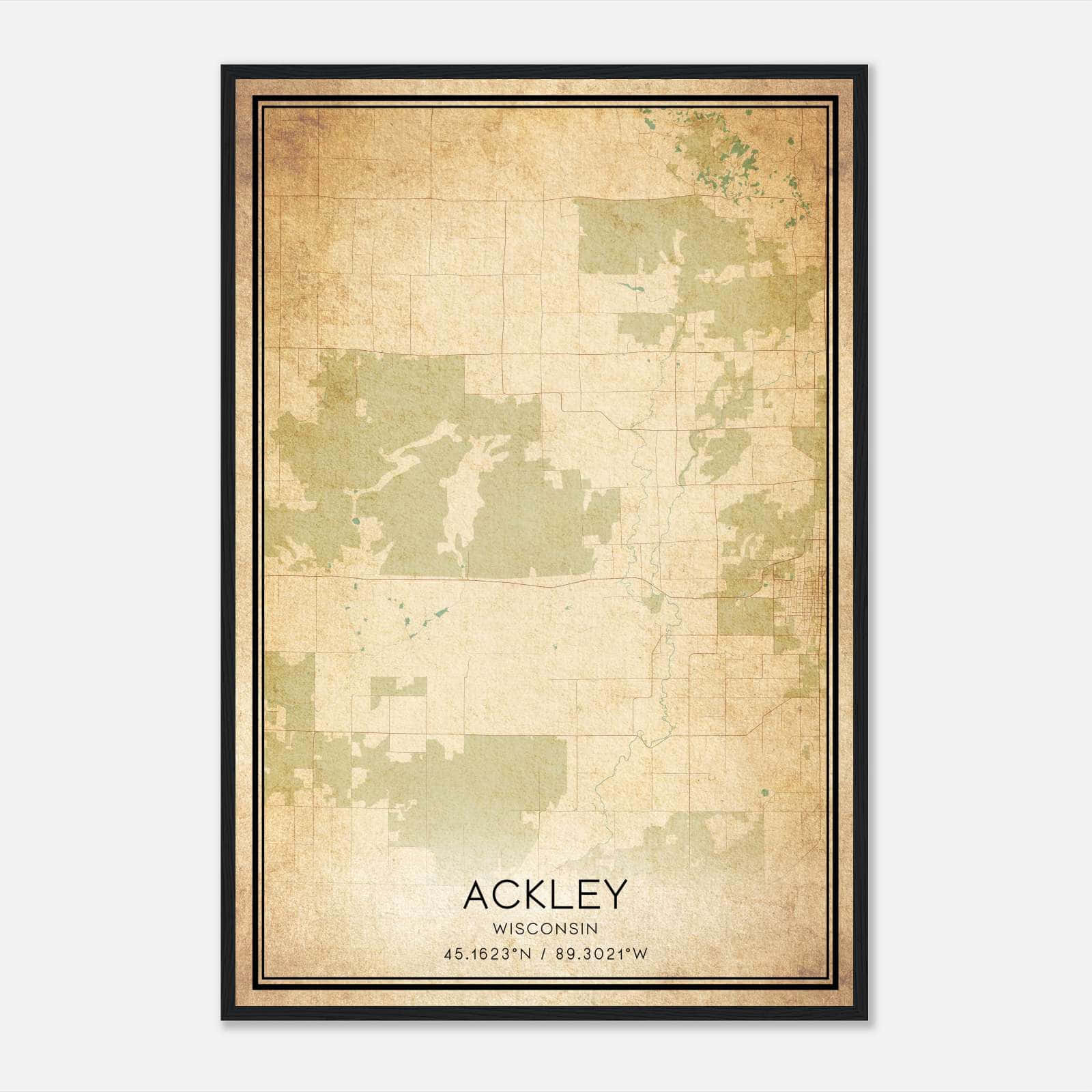 Vintage Ackley Wisconsin Map Poster, Ackley WI City Road Wall Art Print Vintage Ackley Wisconsin Map Poster, Ackley WI City Road Wall Art Print