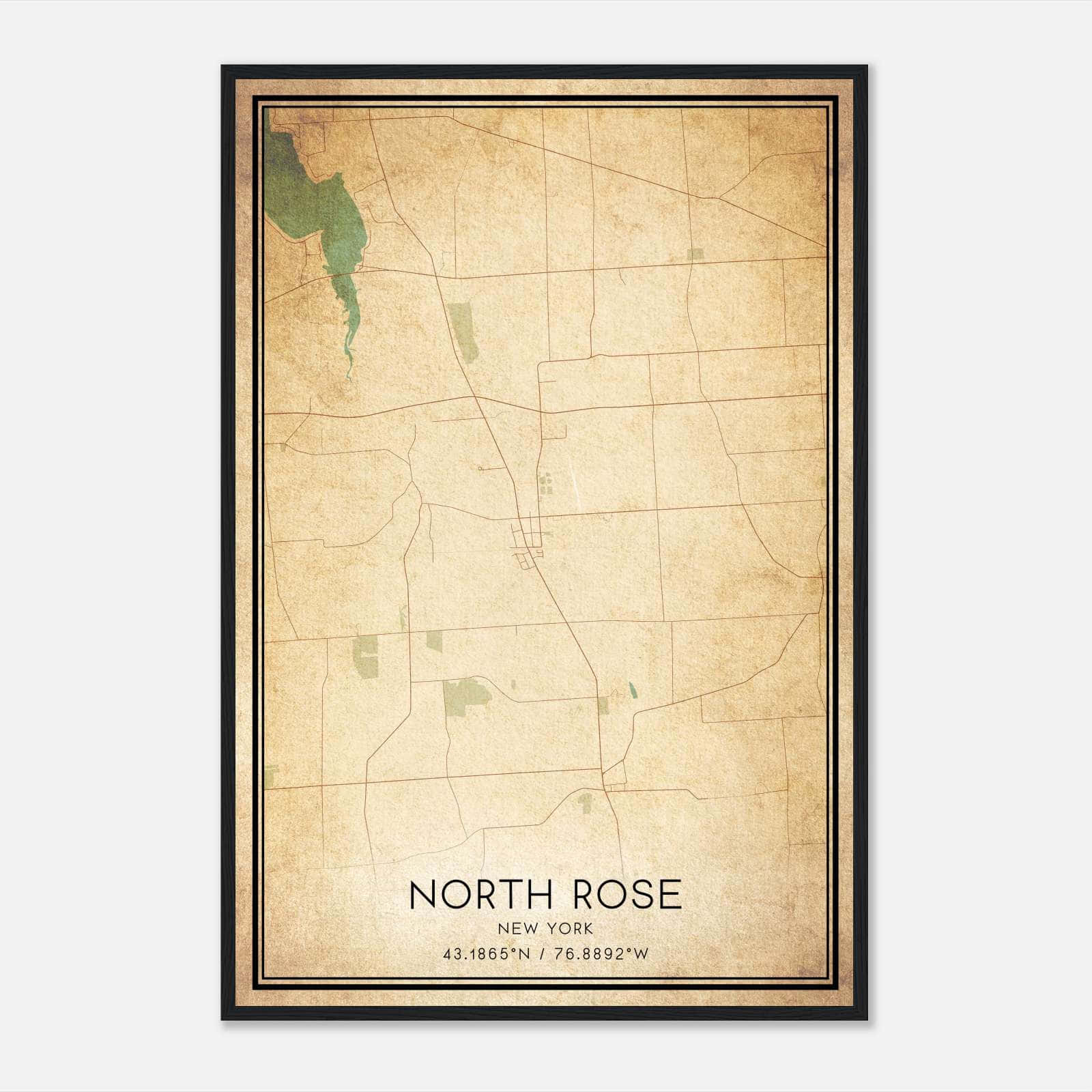 Vintage North Rose New York Map Poster, North Rose NY City Road Wall Art Print Vintage North Rose New York Map Poster, North Rose NY City Road Wall Art Print