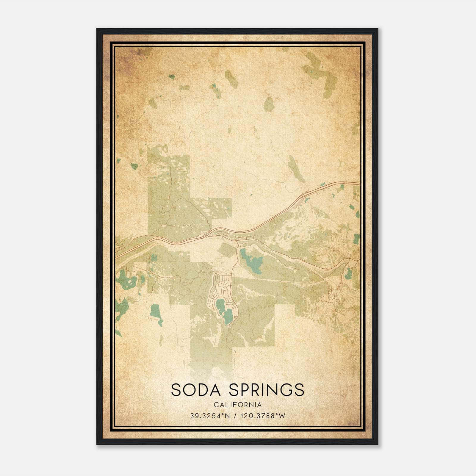 Vintage Soda Springs California Map Poster, Soda Springs CA City Road Wall Art Print Vintage Soda Springs California Map Poster, Soda Springs CA City Road Wall Art Print