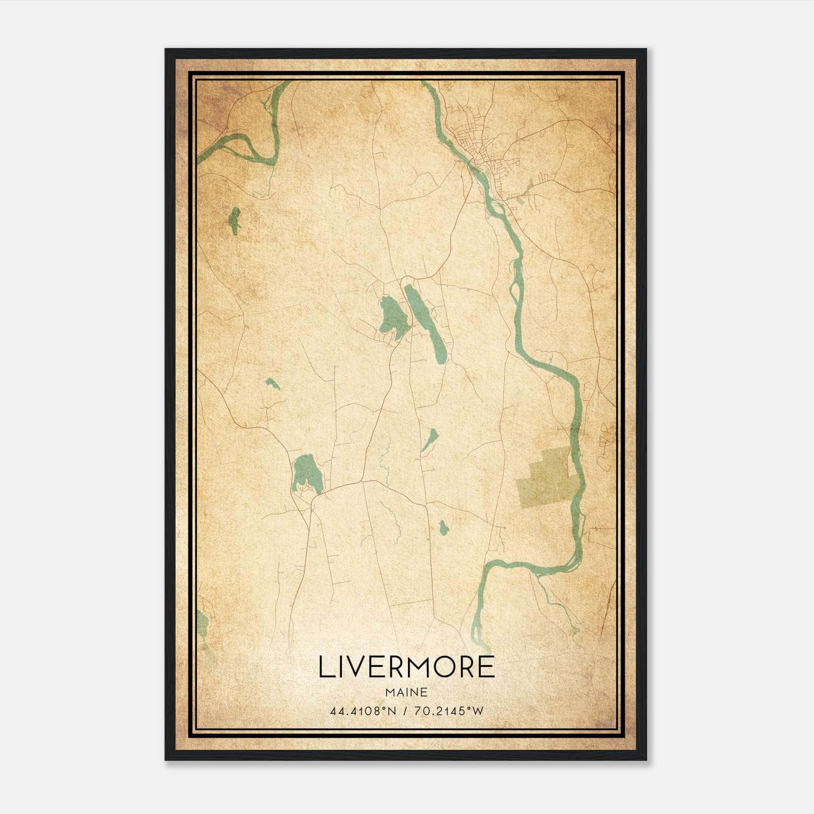 Vintage Livermore Maine Map Poster, Livermore ME City Road Wall Art Print Vintage Livermore Maine Map Poster, Livermore ME City Road Wall Art Print