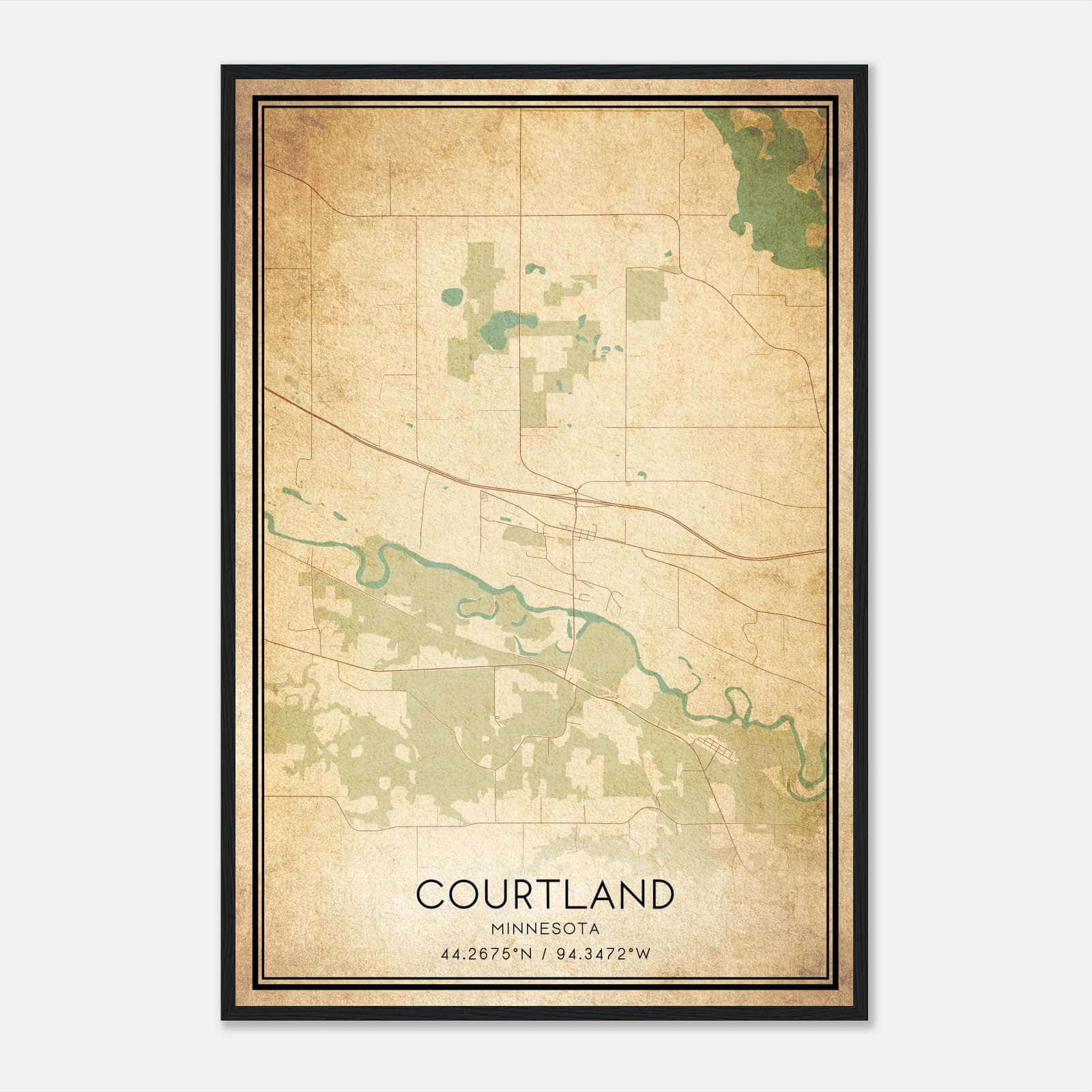 Vintage Courtland Minnesota Map Poster, Courtland MN City Road Wall Art Print Vintage Courtland Minnesota Map Poster, Courtland MN City Road Wall Art Print