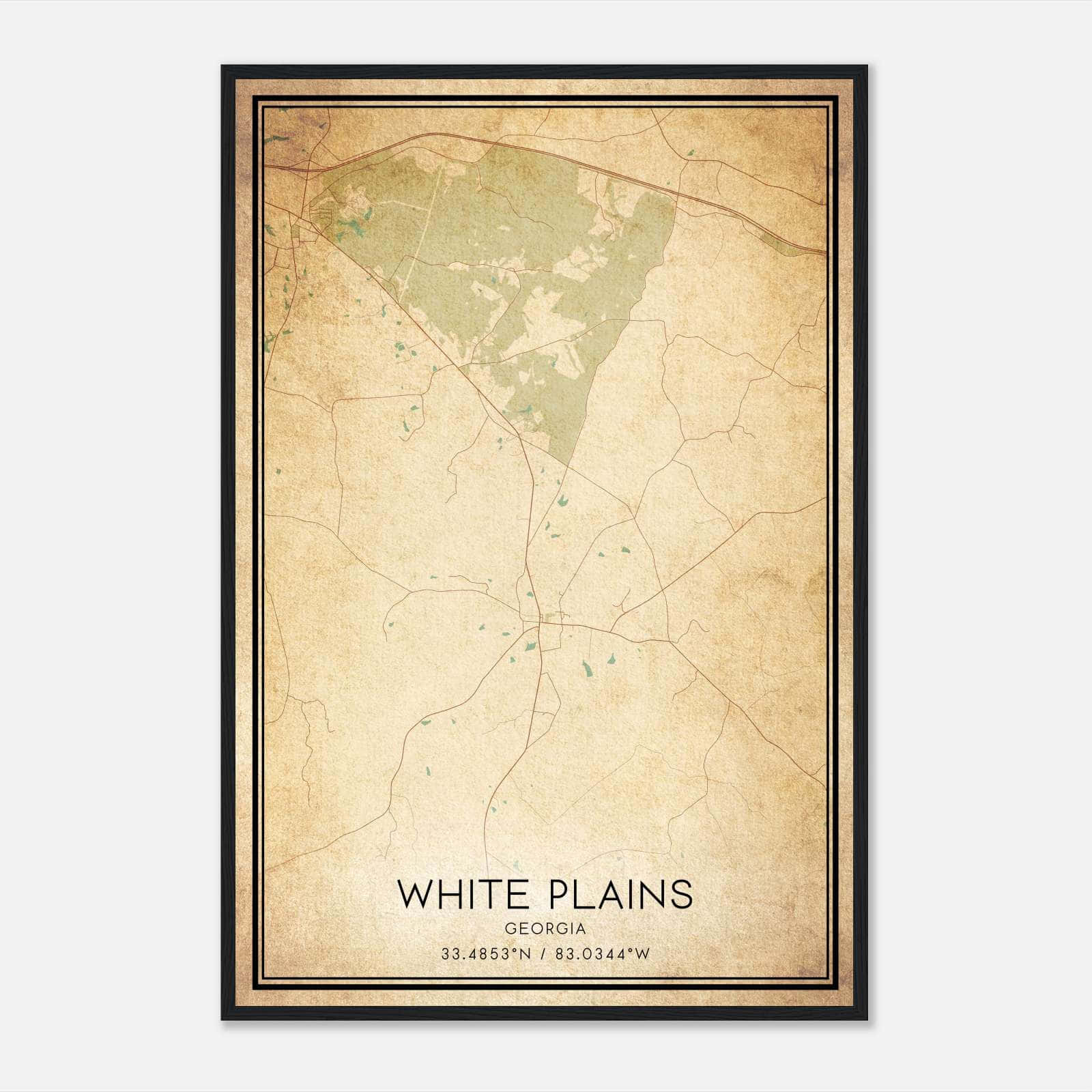 Vintage White Plains Georgia Map Poster, White Plains GA City Road Wall Art Print Vintage White Plains Georgia Map Poster, White Plains GA City Road Wall Art Print