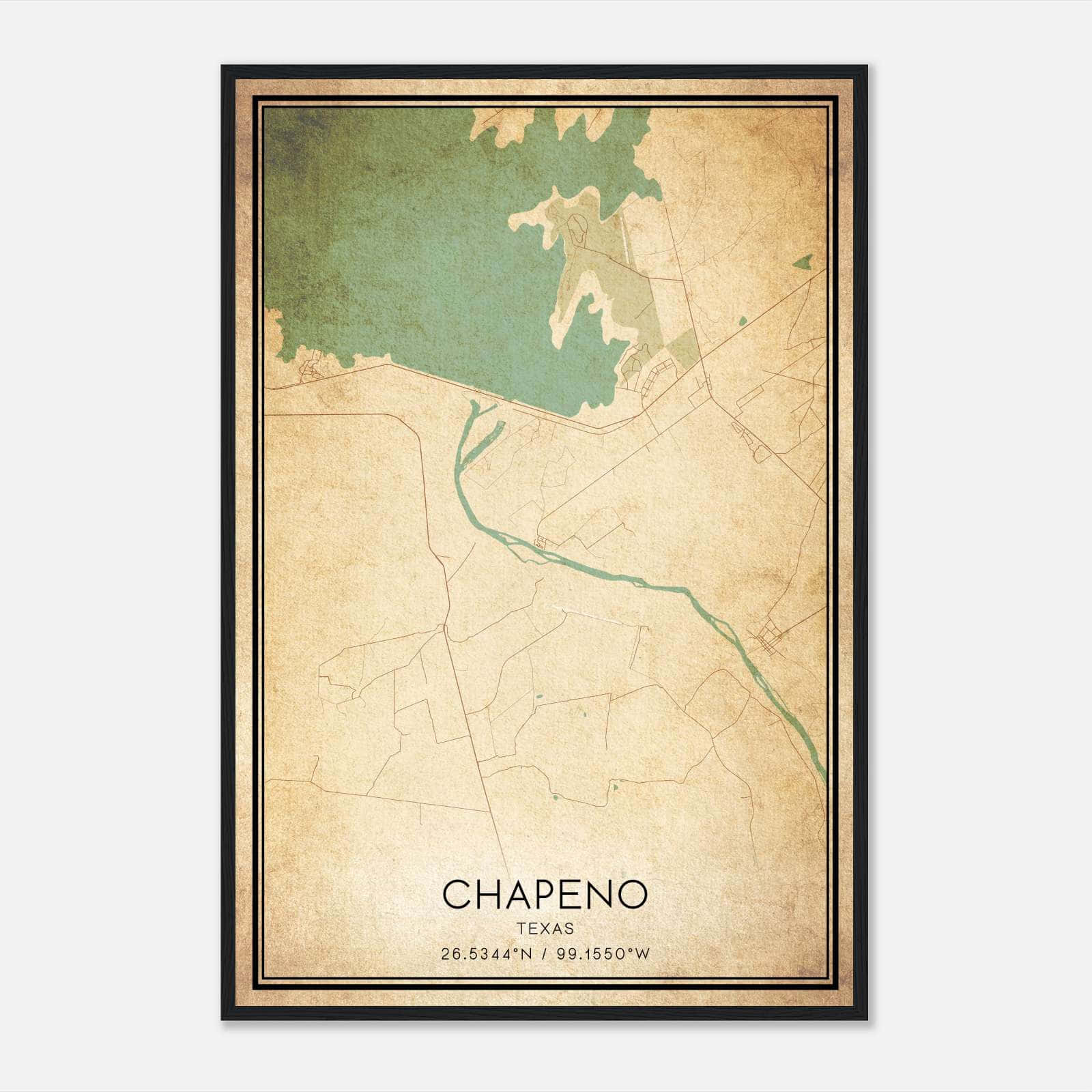 Vintage Chapeno Texas Map Poster, Chapeno TX City Road Wall Art Print Vintage Chapeno Texas Map Poster, Chapeno TX City Road Wall Art Print