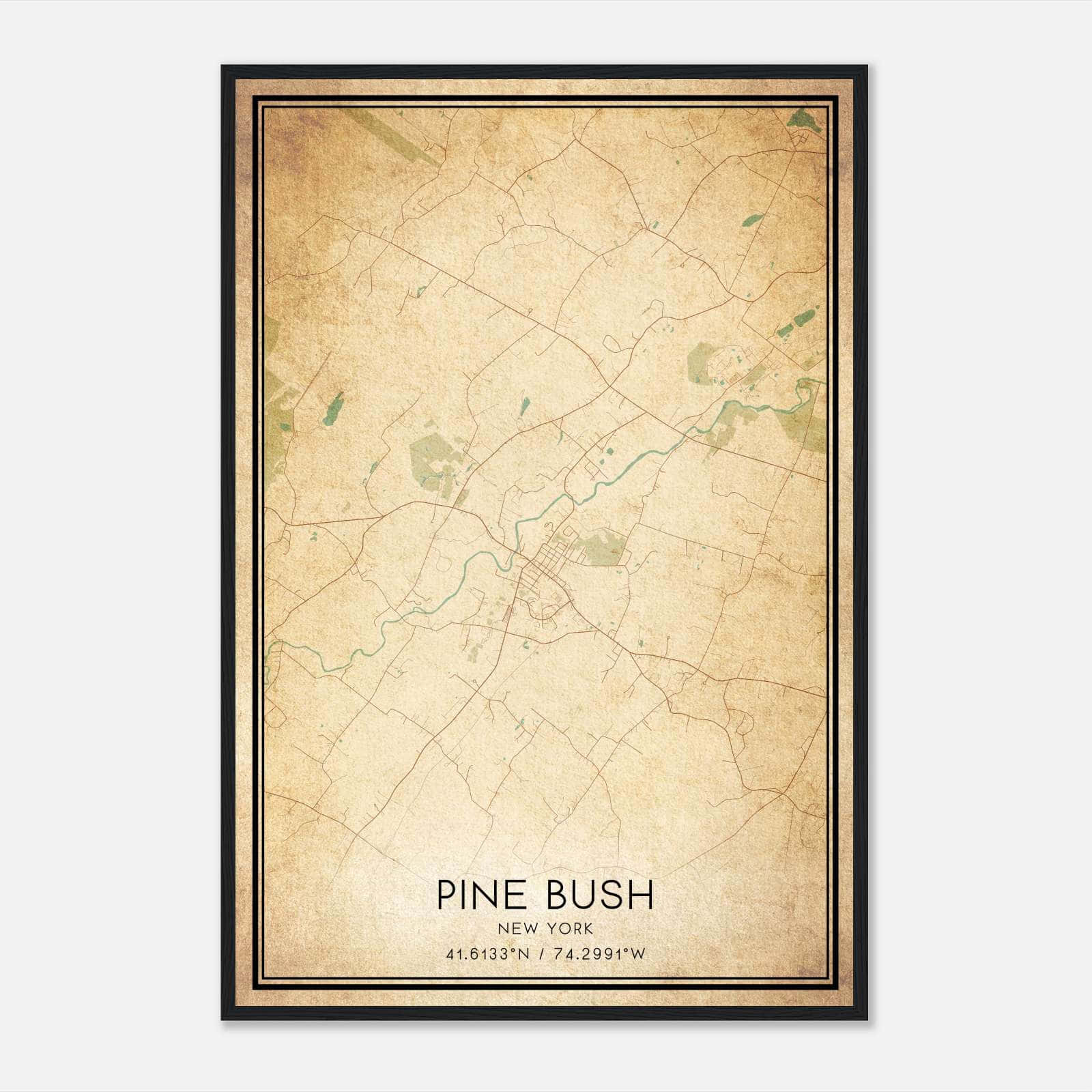 Vintage Pine Bush New York Map Poster, Pine Bush NY City Road Wall Art Print Vintage Pine Bush New York Map Poster, Pine Bush NY City Road Wall Art Print