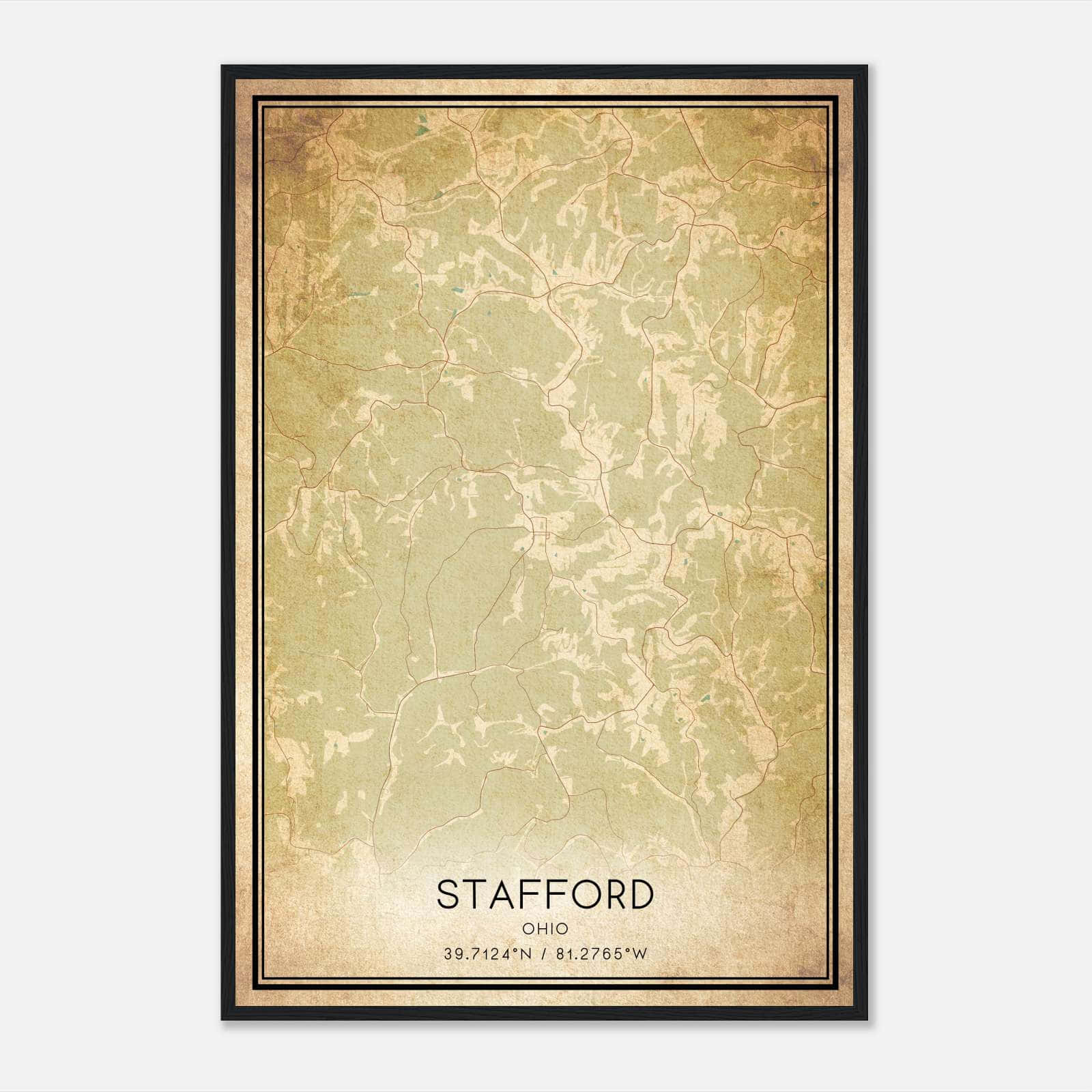 Vintage Stafford Ohio Map Poster, Stafford OH City Road Wall Art Print Vintage Stafford Ohio Map Poster, Stafford OH City Road Wall Art Print