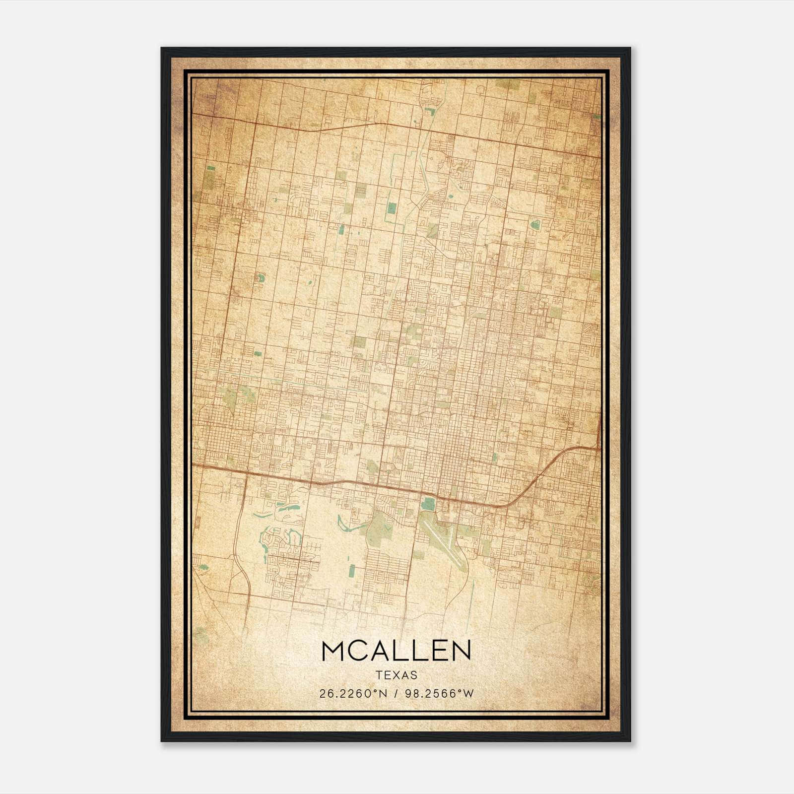 Vintage Mcallen Texas Map Poster, Mcallen TX City Road Wall Art Print Vintage Mcallen Texas Map Poster, Mcallen TX City Road Wall Art Print
