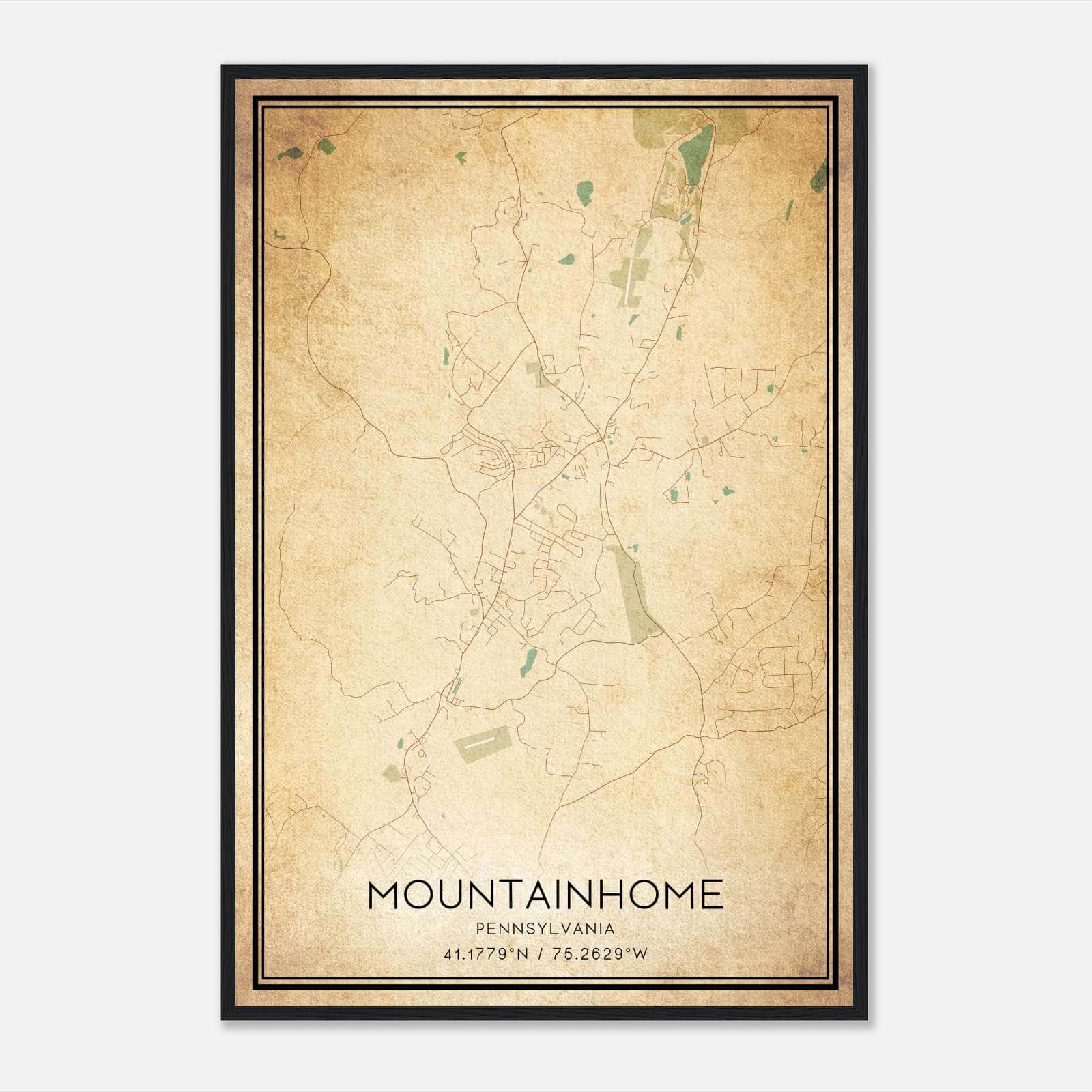 Vintage Mountainhome Pennsylvania Map Poster, Mountainhome PA City Road Wall Art Print Vintage Mountainhome Pennsylvania Map Poster, Mountainhome PA City Road Wall Art Print