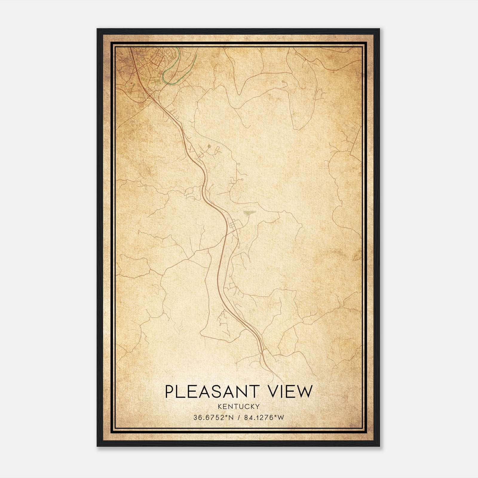 Vintage Pleasant View Kentucky Map Poster, Pleasant View KY City Road Wall Art Print Vintage Pleasant View Kentucky Map Poster, Pleasant View KY City Road Wall Art Print