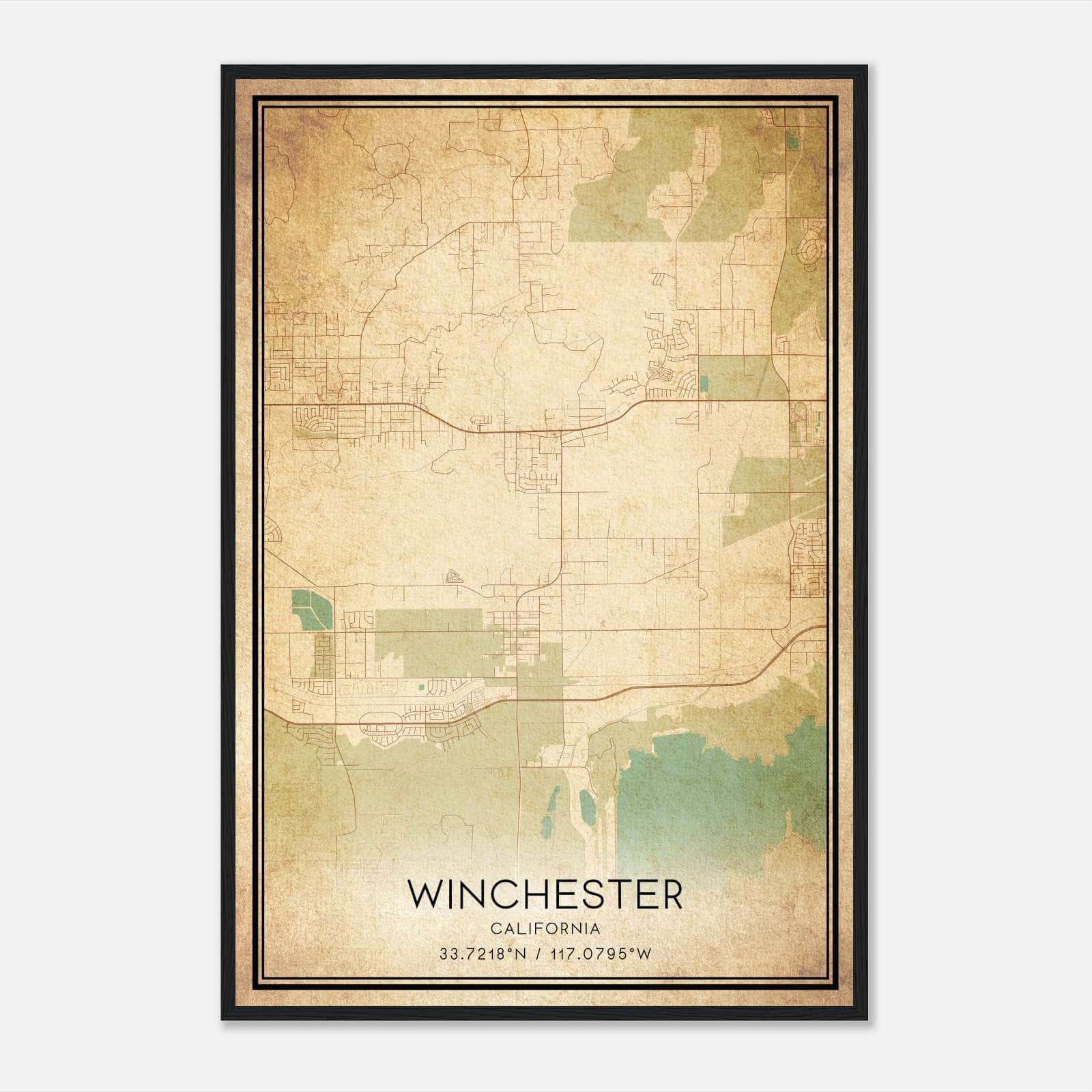 Vintage Winchester California Map Poster, Winchester CA City Road Wall Art Print Vintage Winchester California Map Poster, Winchester CA City Road Wall Art Print