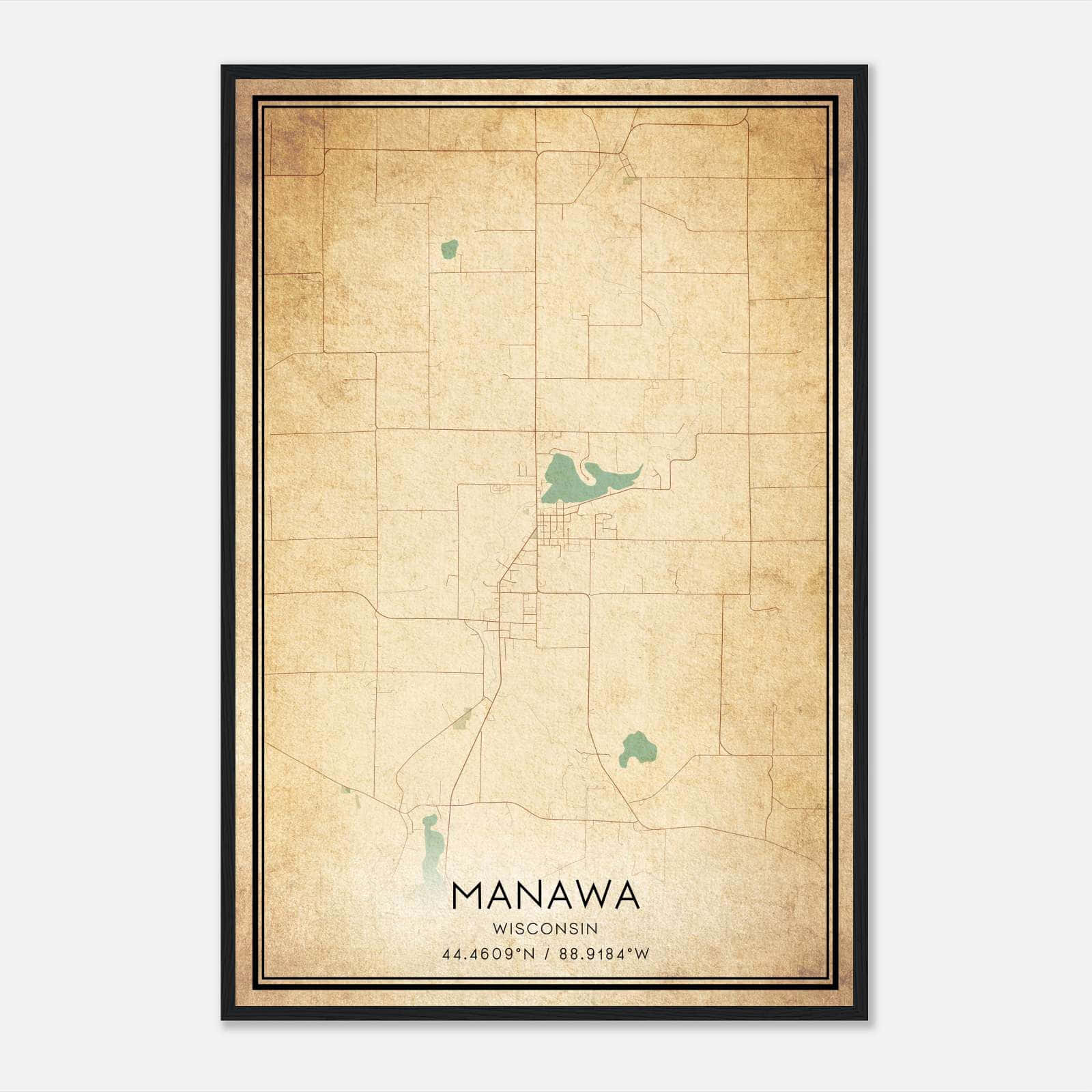 Vintage Manawa Wisconsin Map Poster, Manawa WI City Road Wall Art Print Vintage Manawa Wisconsin Map Poster, Manawa WI City Road Wall Art Print