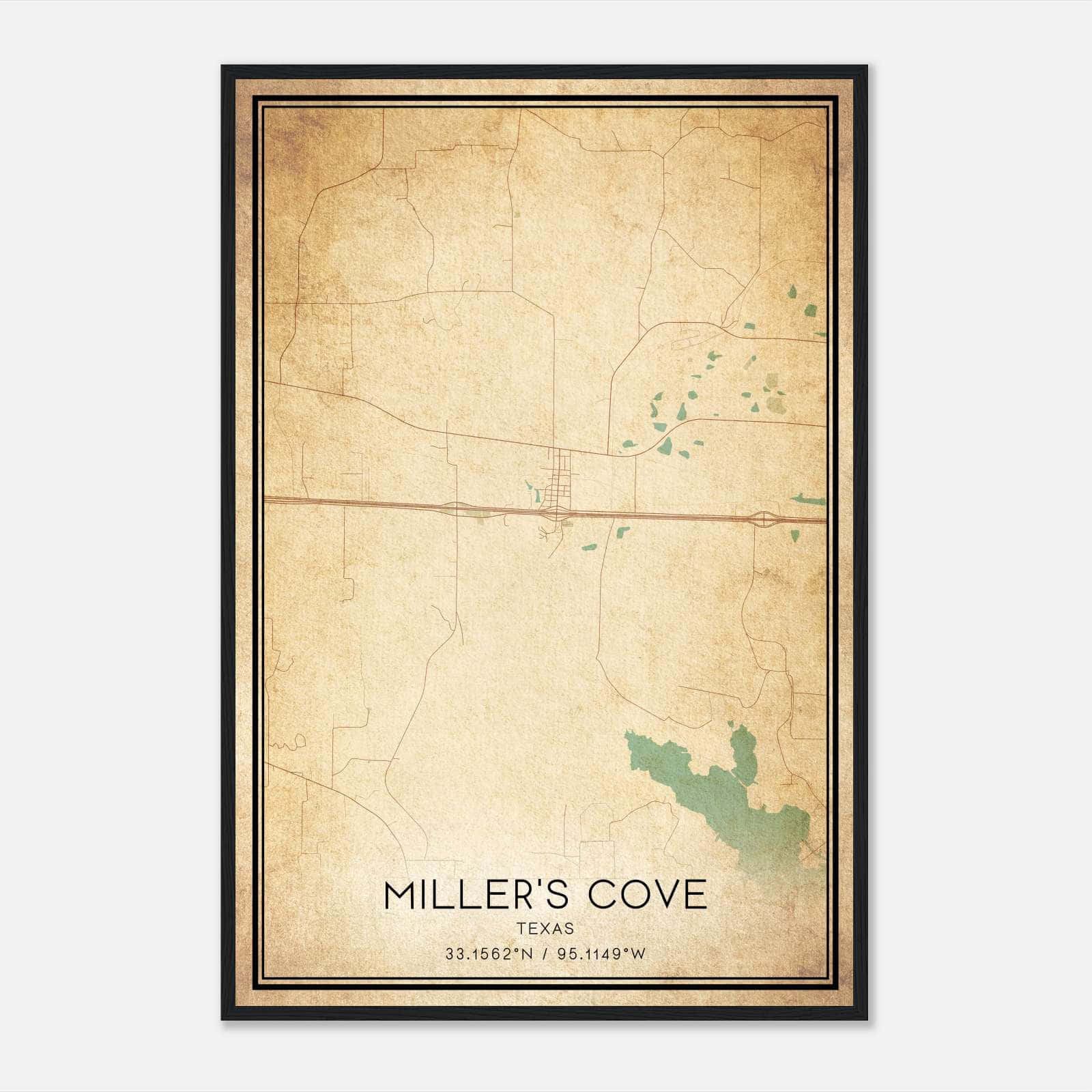 Vintage Miller’s Cove Texas Map Poster, Miller’s Cove TX City Road Wall Art Print Vintage Miller’s Cove Texas Map Poster, Miller’s Cove TX City Road Wall Art Print