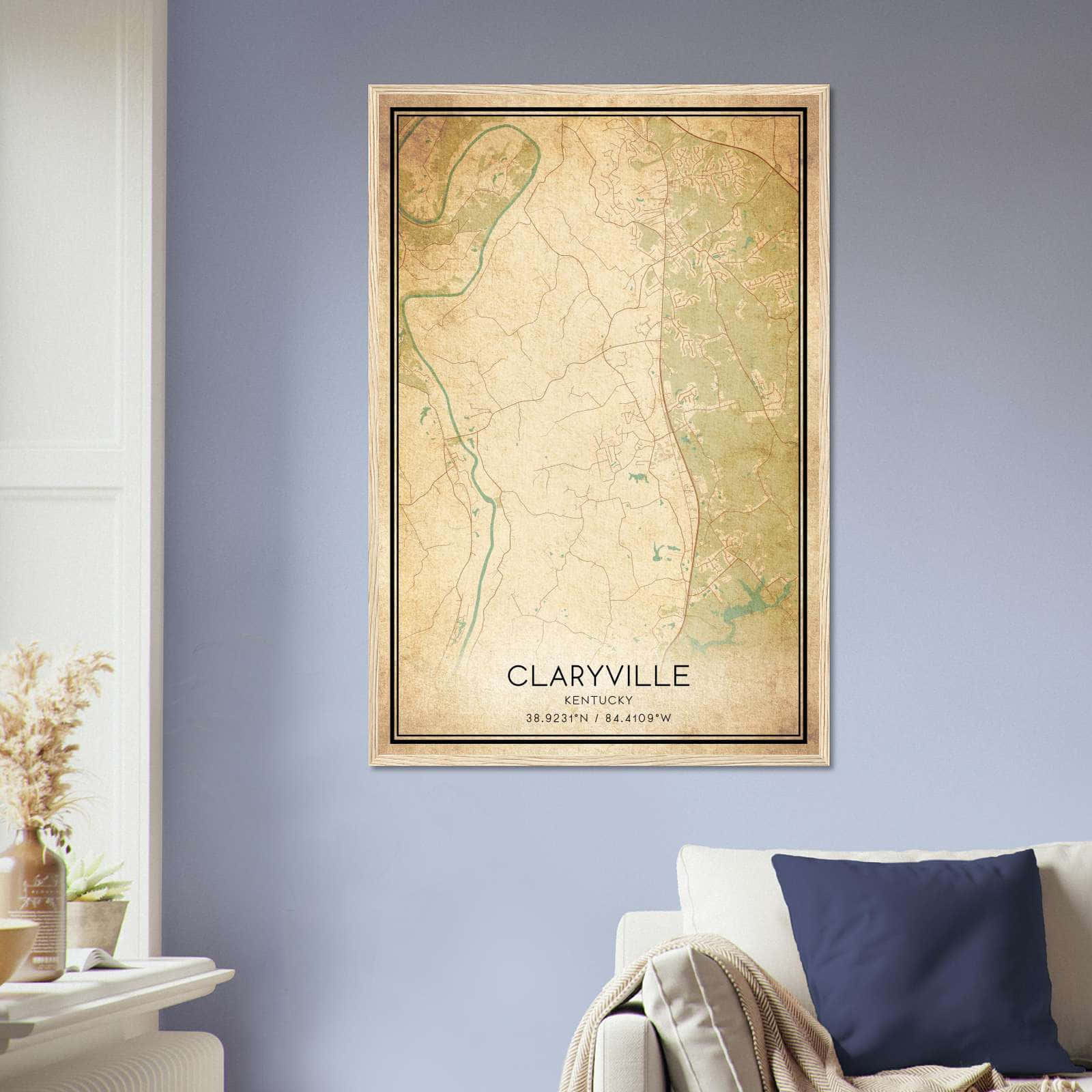 Vintage Claryville Kentucky Map Poster, Claryville KY City Road Wall Art Print