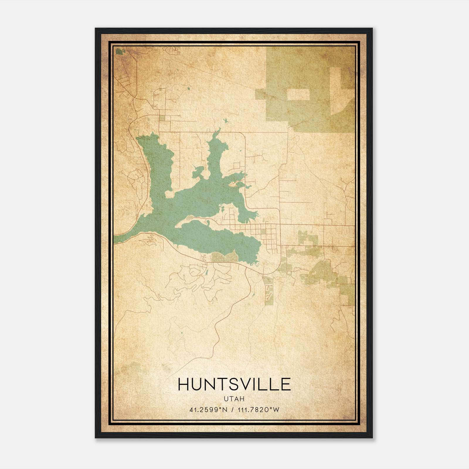 Vintage Huntsville Utah Map Poster, Huntsville UT City Road Wall Art Print Vintage Huntsville Utah Map Poster, Huntsville UT City Road Wall Art Print