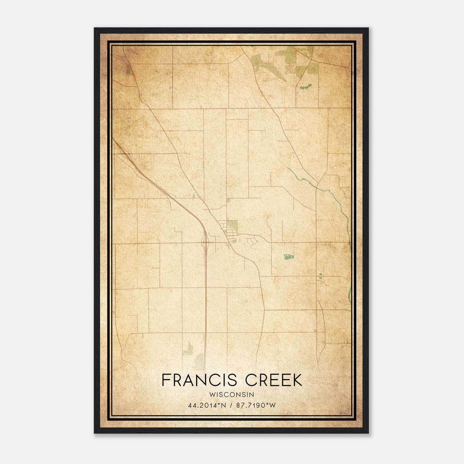 Vintage Francis Creek Wisconsin Map Poster, Francis Creek WI City Road Wall Art Print Vintage Francis Creek Wisconsin Map Poster, Francis Creek WI City Road Wall Art Print