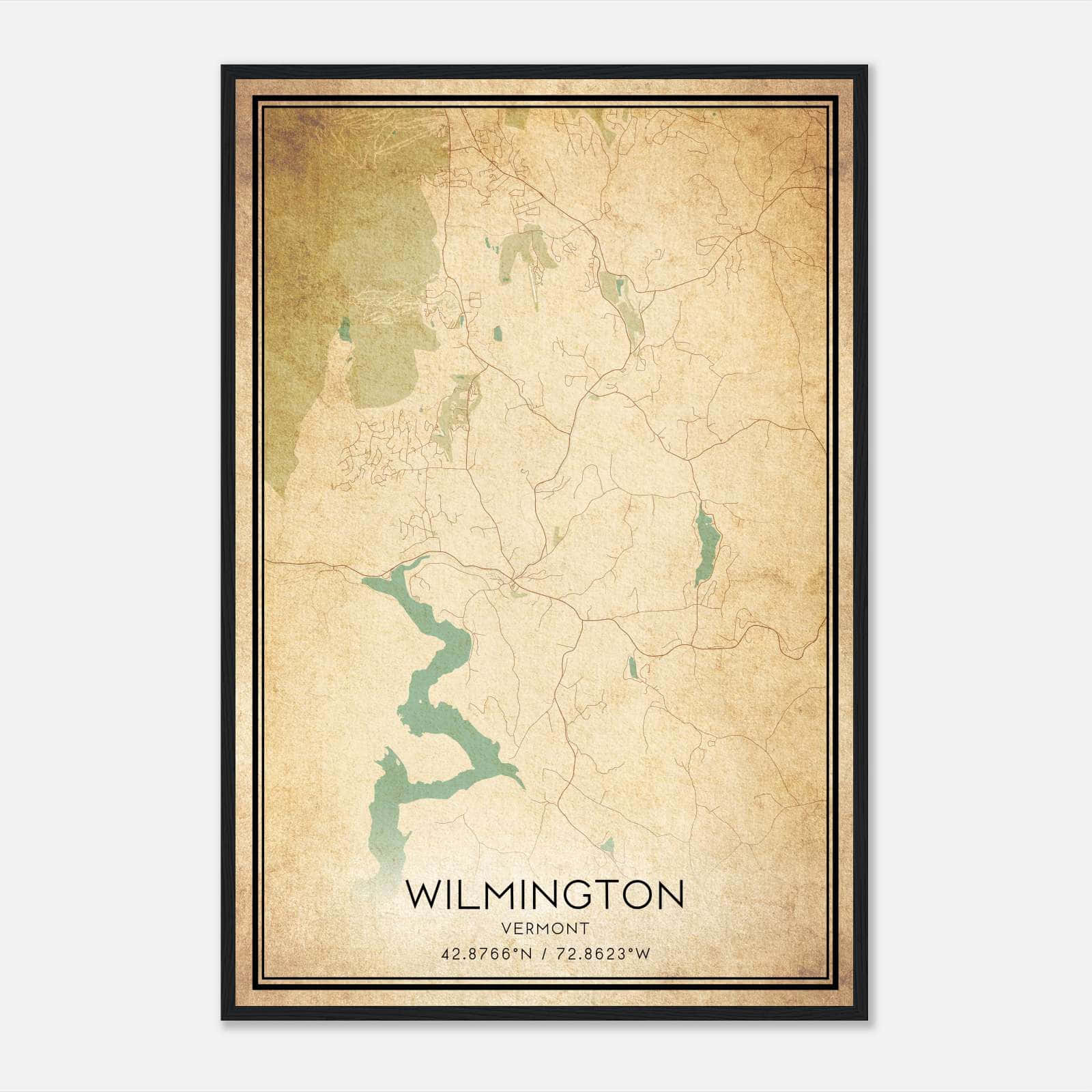 Vintage Wilmington Vermont Map Poster, Wilmington VT City Road Wall Art Print Vintage Wilmington Vermont Map Poster, Wilmington VT City Road Wall Art Print