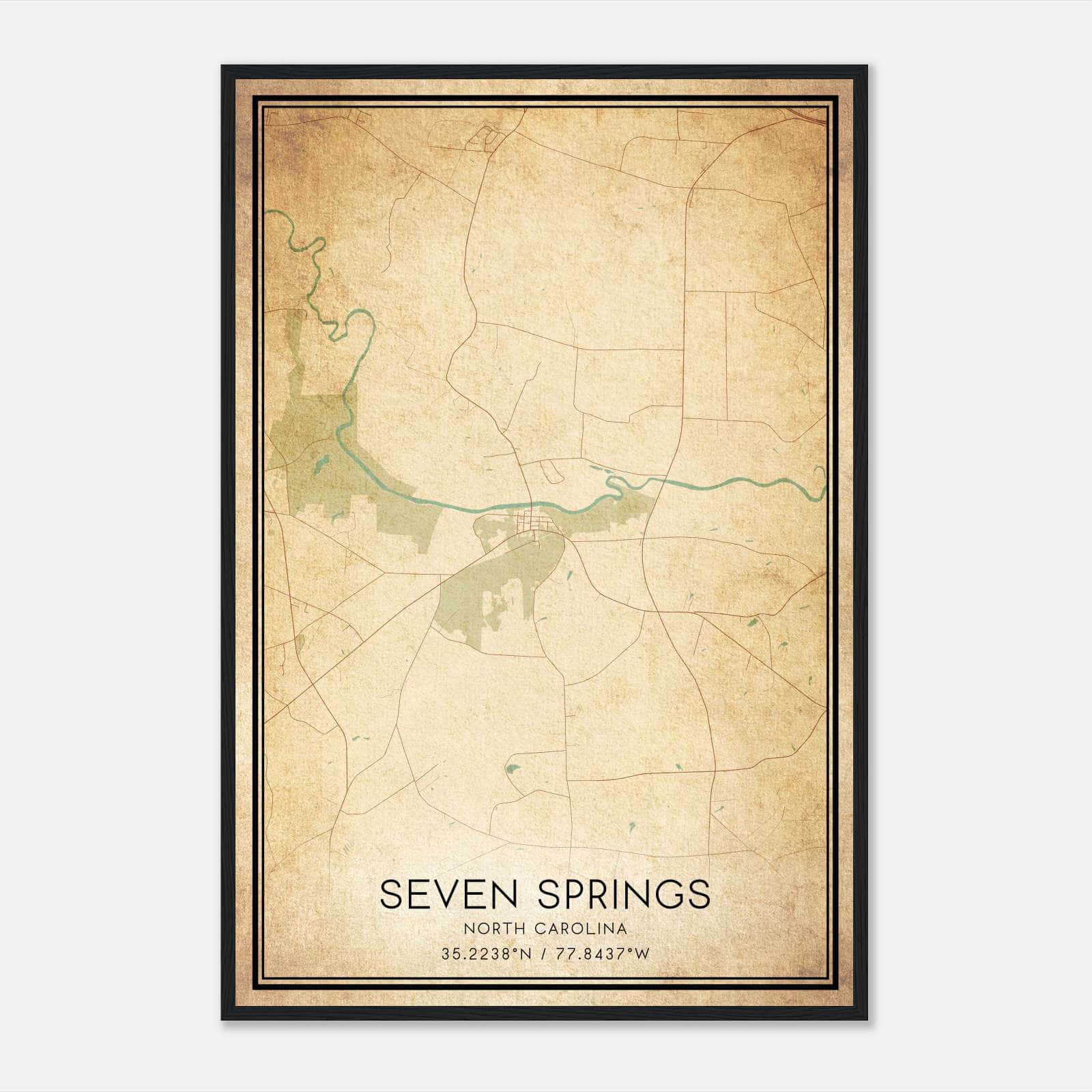 Vintage Seven Springs North Carolina Map Poster, Seven Springs NC City Road Wall Art Print Vintage Seven Springs North Carolina Map Poster, Seven Springs NC City Road Wall Art Print