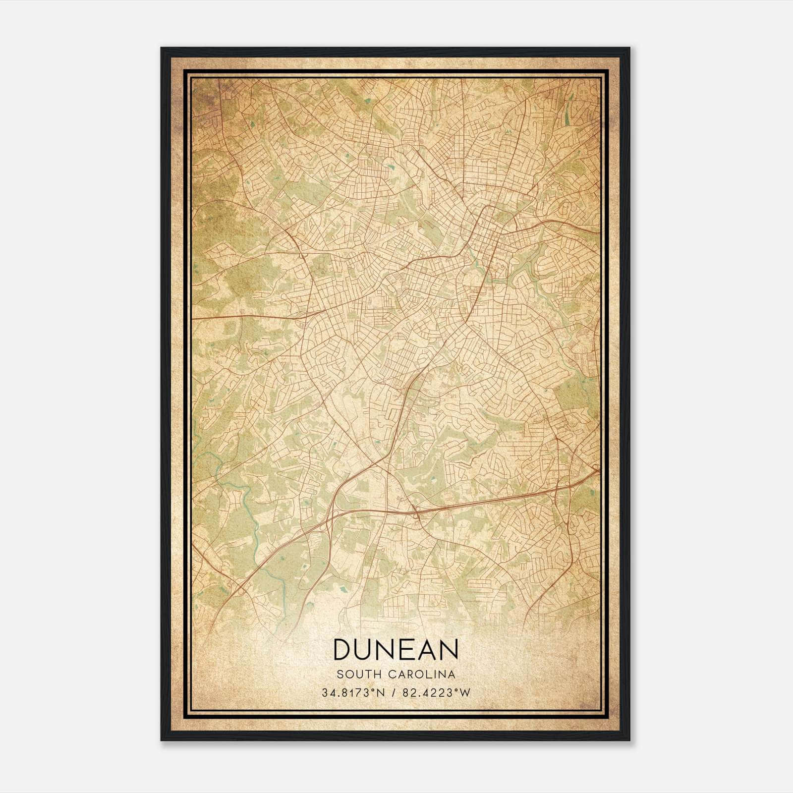 Vintage Dunean South Carolina Map Poster, Dunean SC City Road Wall Art Print Vintage Dunean South Carolina Map Poster, Dunean SC City Road Wall Art Print