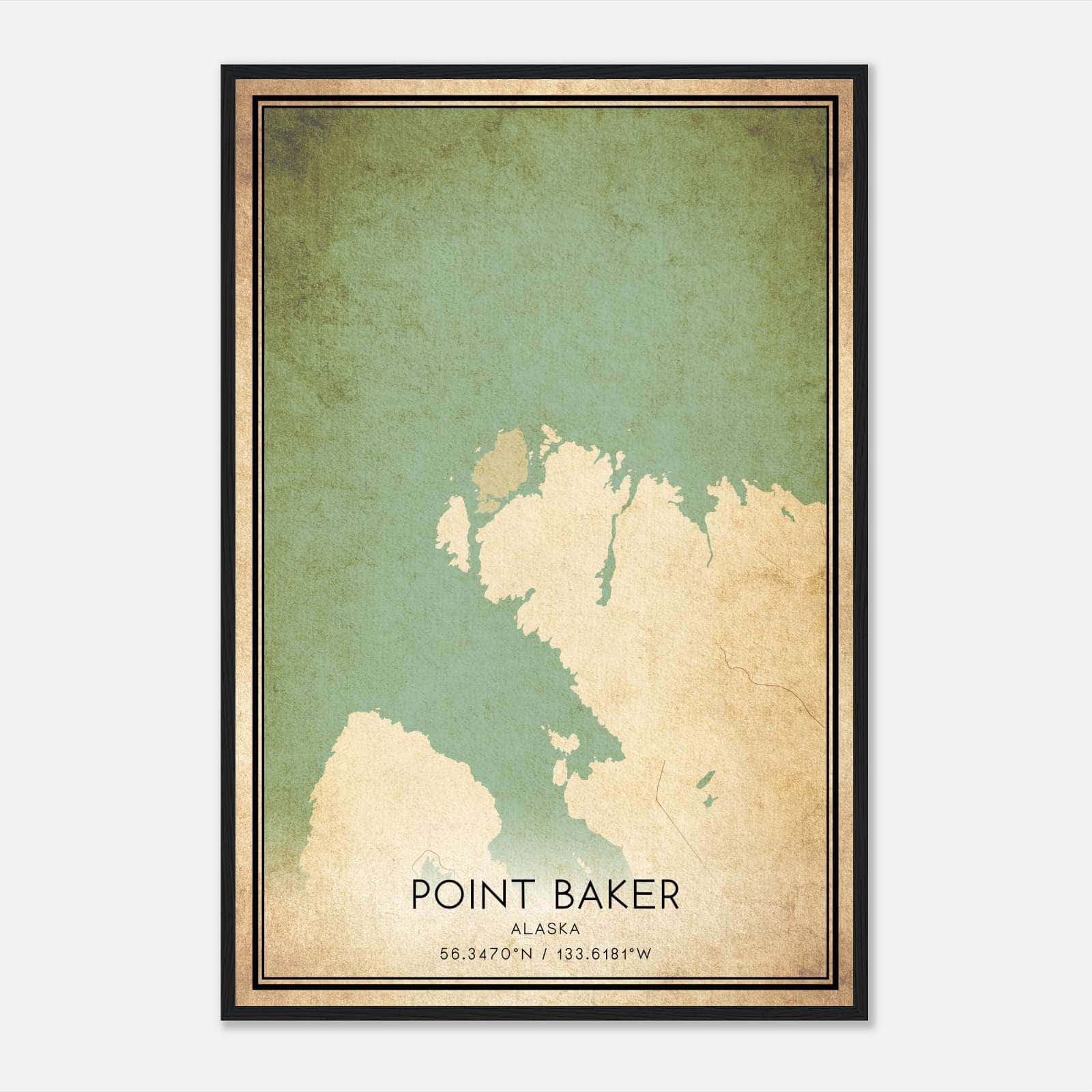 Vintage Point Baker Alaska Map Poster, Point Baker AK City Road Wall Art Print Vintage Point Baker Alaska Map Poster, Point Baker AK City Road Wall Art Print