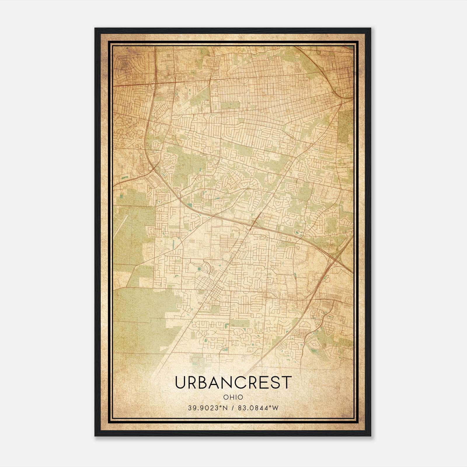 Vintage Urbancrest Ohio Map Poster, Urbancrest OH City Road Wall Art Print Vintage Urbancrest Ohio Map Poster, Urbancrest OH City Road Wall Art Print