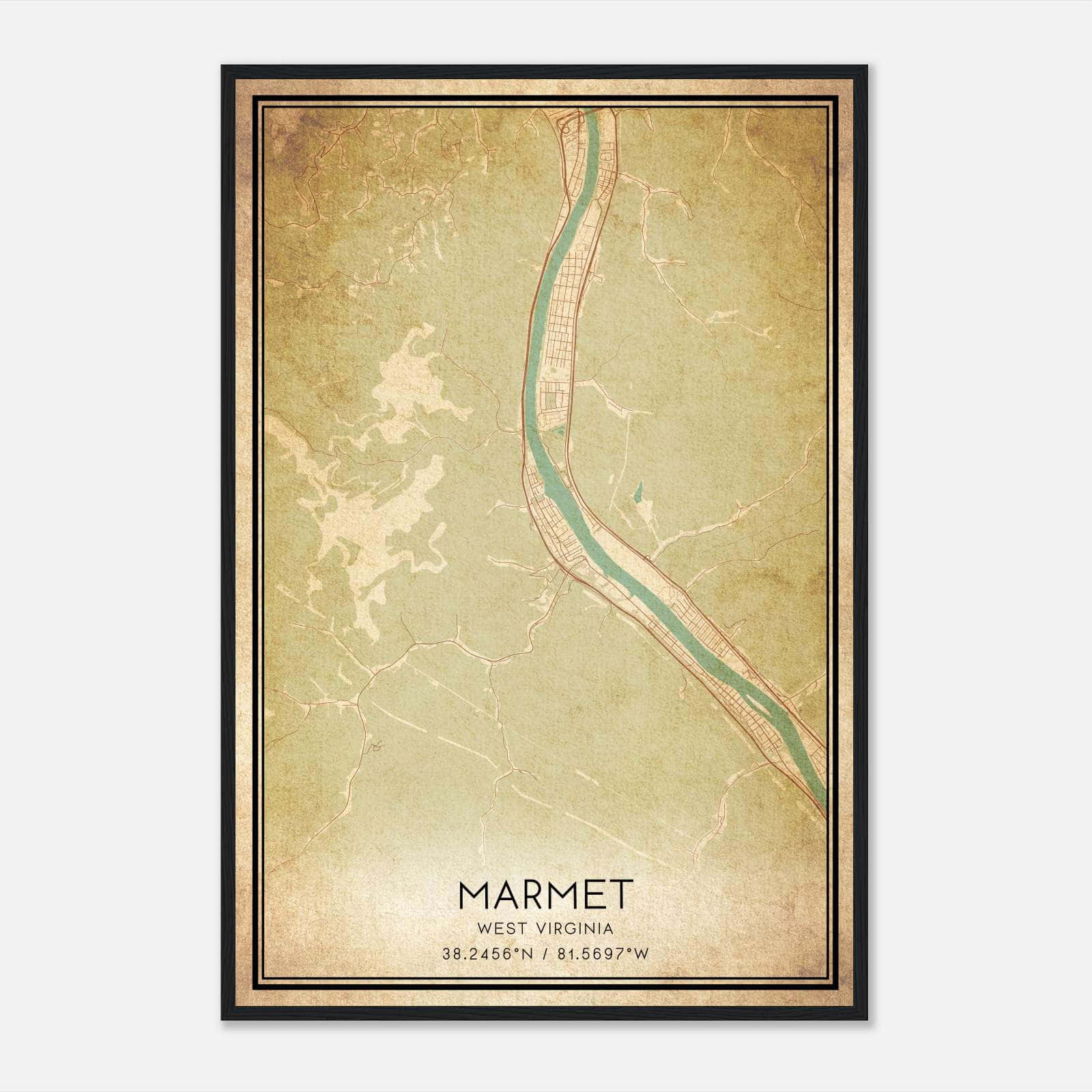 Vintage Marmet West Virginia Map Poster, Marmet WV City Road Wall Art Print Vintage Marmet West Virginia Map Poster, Marmet WV City Road Wall Art Print