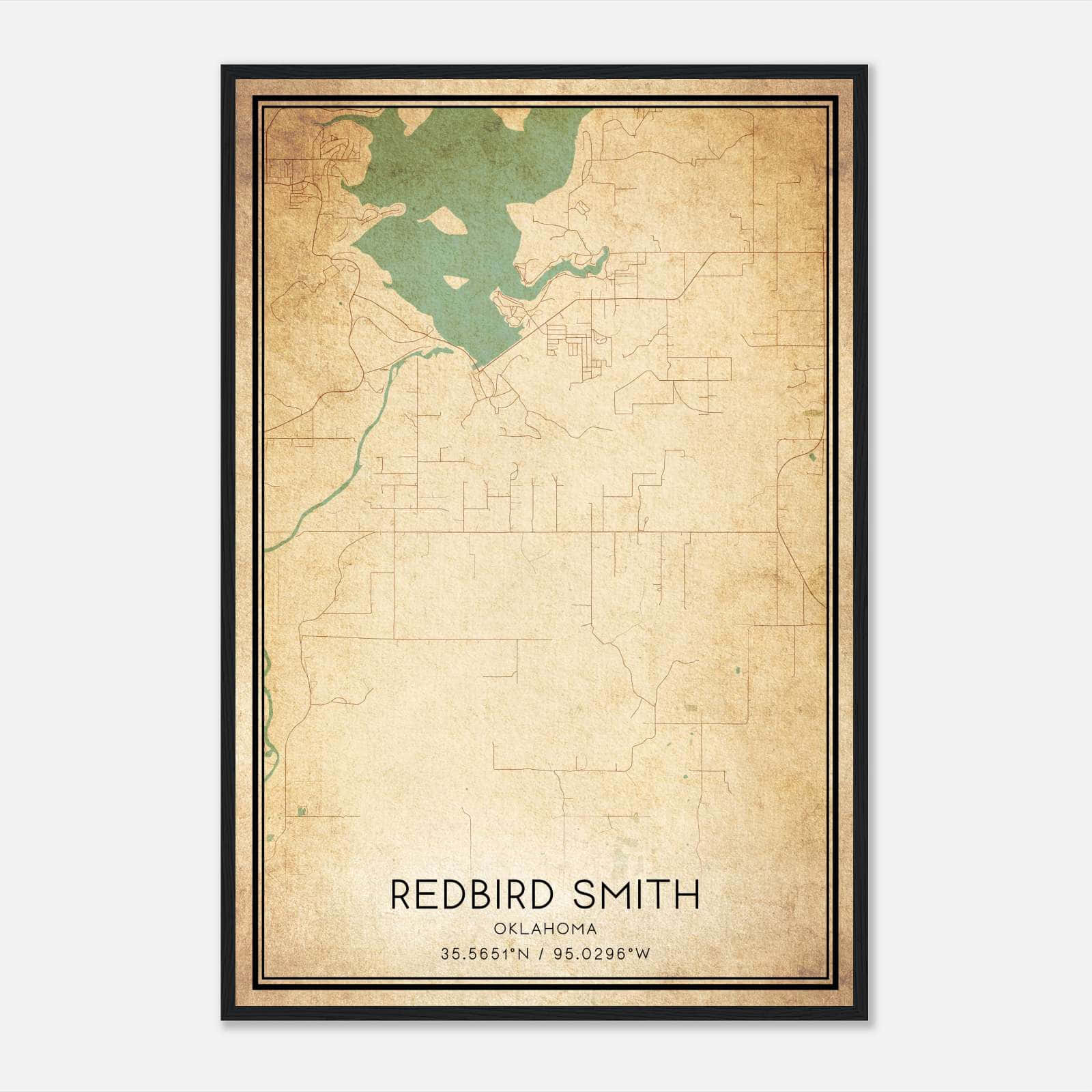 Vintage Redbird Smith Oklahoma Map Poster, Redbird Smith OK City Road Wall Art Print Vintage Redbird Smith Oklahoma Map Poster, Redbird Smith OK City Road Wall Art Print