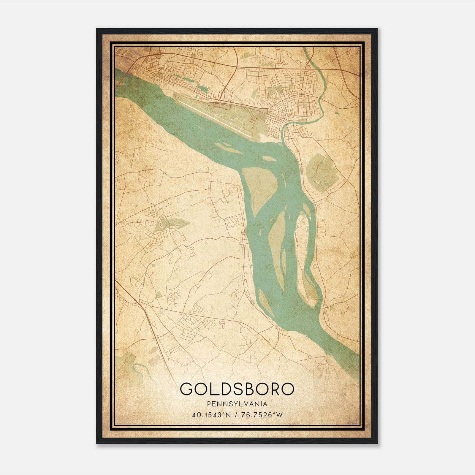 Vintage Goldsboro Pennsylvania Map Poster, Goldsboro PA City Road Wall Art Print Vintage Goldsboro Pennsylvania Map Poster, Goldsboro PA City Road Wall Art Print