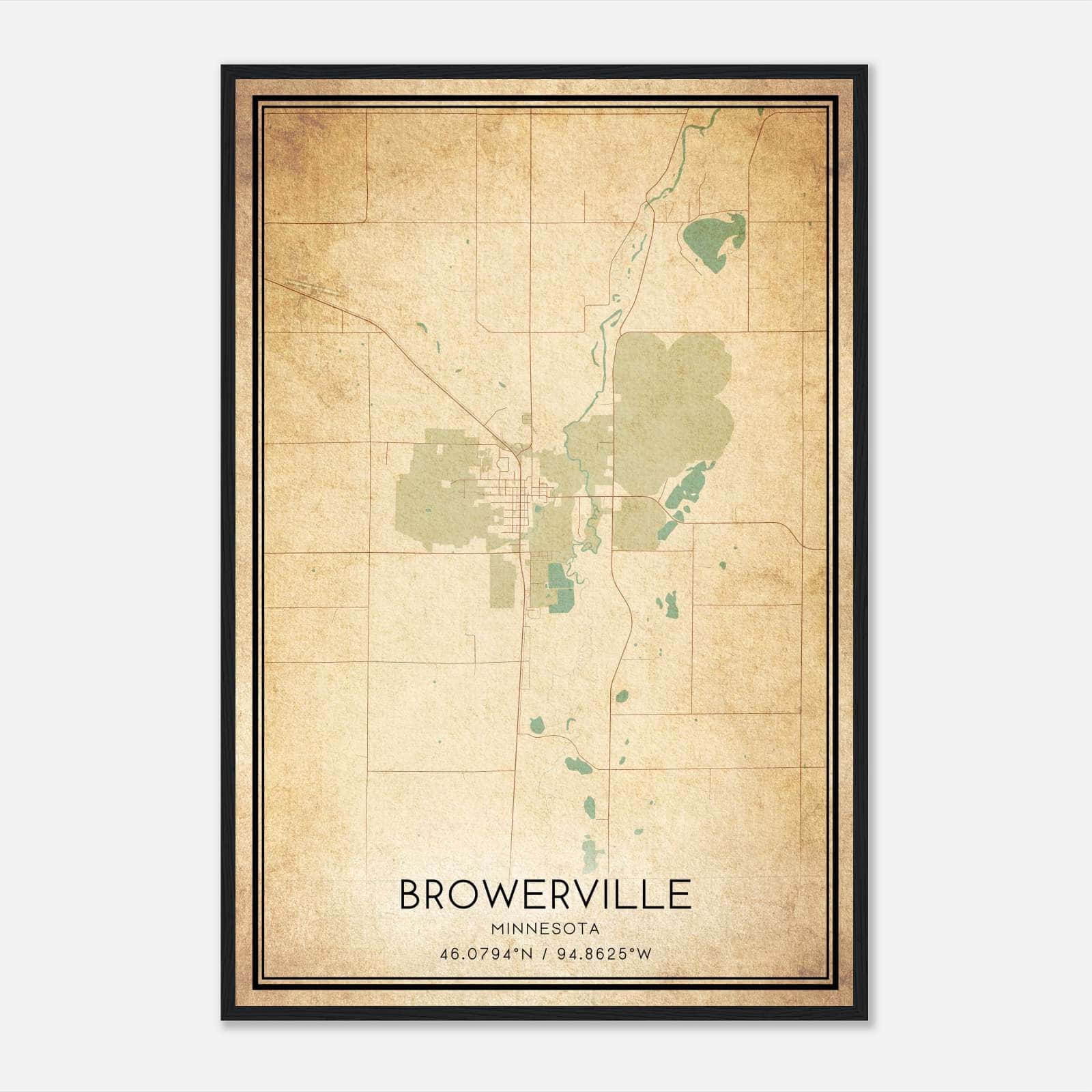 Vintage Browerville Minnesota Map Poster, Browerville MN City Road Wall Art Print Vintage Browerville Minnesota Map Poster, Browerville MN City Road Wall Art Print
