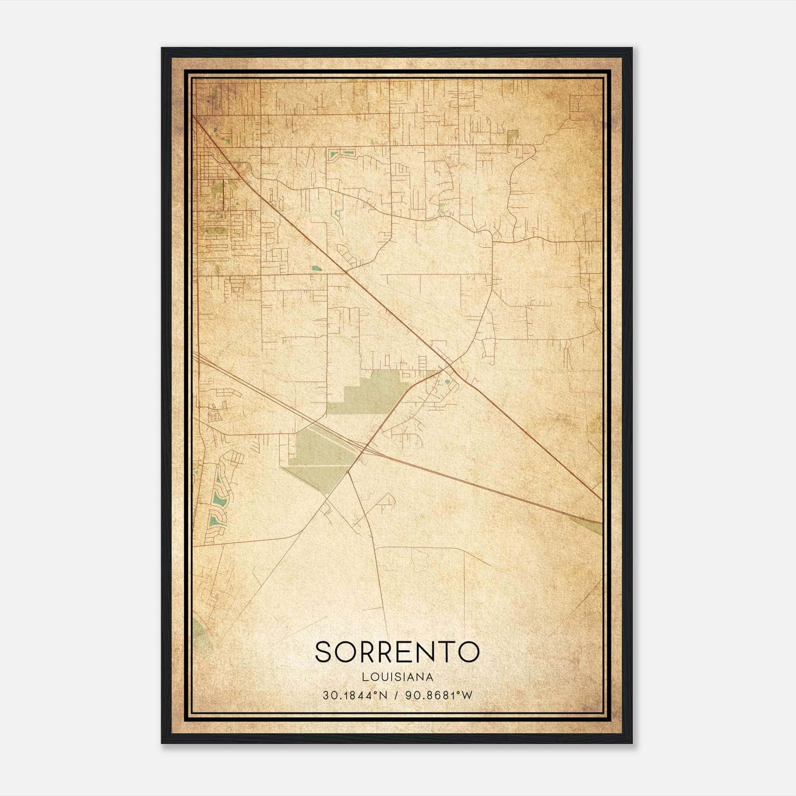 Vintage Sorrento Louisiana Map Poster, Sorrento LA City Road Wall Art Print Vintage Sorrento Louisiana Map Poster, Sorrento LA City Road Wall Art Print