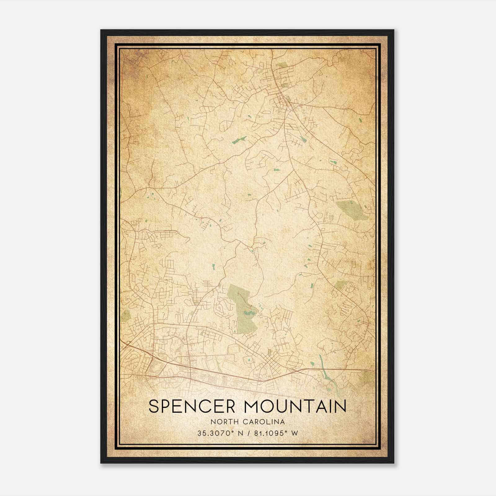 Vintage Spencer Mountain North Carolina Map Poster, Spencer Mountain NC City Road Wall Art Print Vintage Spencer Mountain North Carolina Map Poster, Spencer Mountain NC City Road Wall Art Print