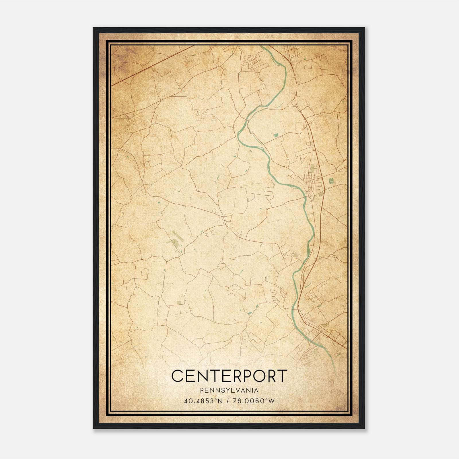Vintage Centerport Pennsylvania Map Poster, Centerport PA City Road Wall Art Print Vintage Centerport Pennsylvania Map Poster, Centerport PA City Road Wall Art Print