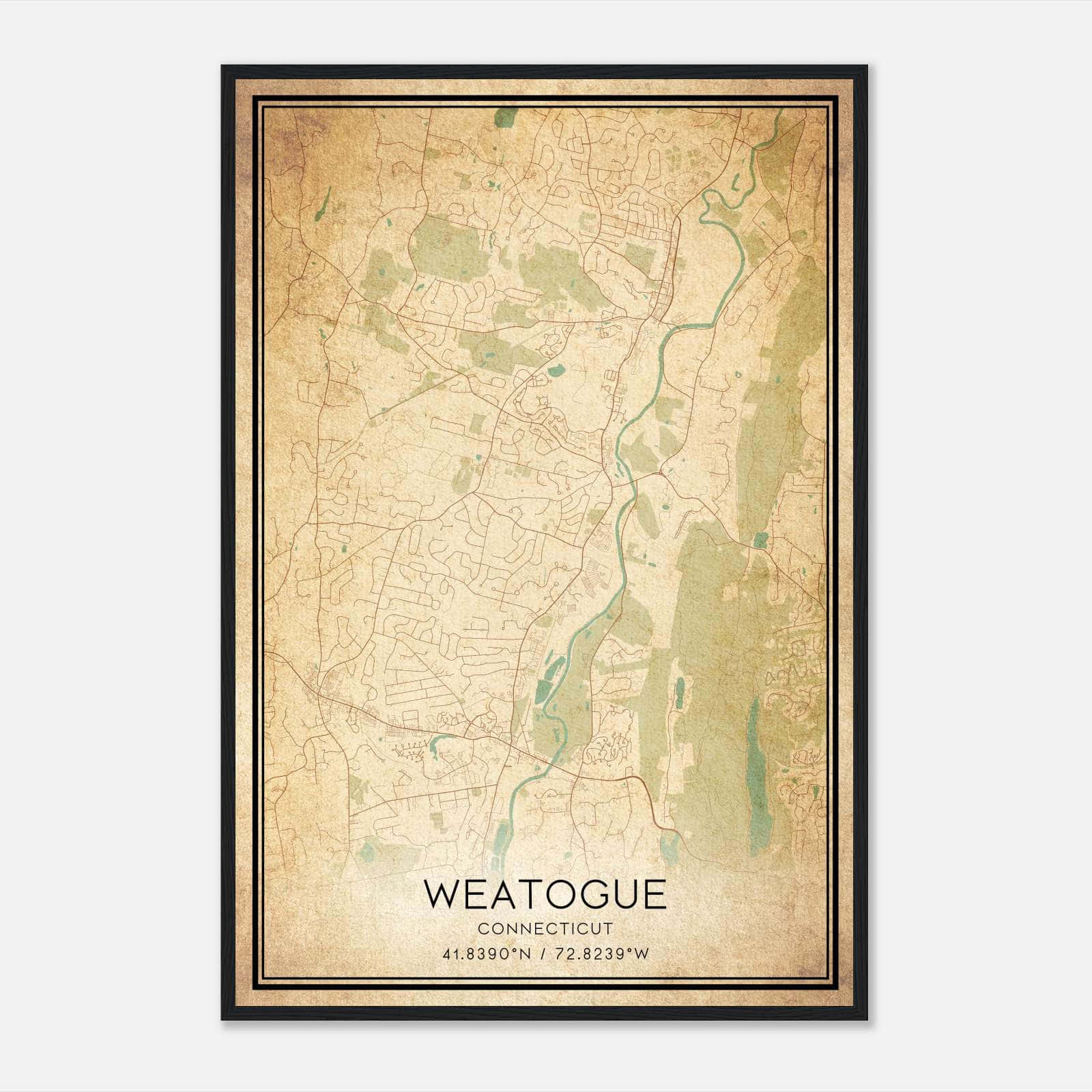 Vintage Weatogue Connecticut Map Poster, Weatogue CT City Road Wall Art Print Vintage Weatogue Connecticut Map Poster, Weatogue CT City Road Wall Art Print