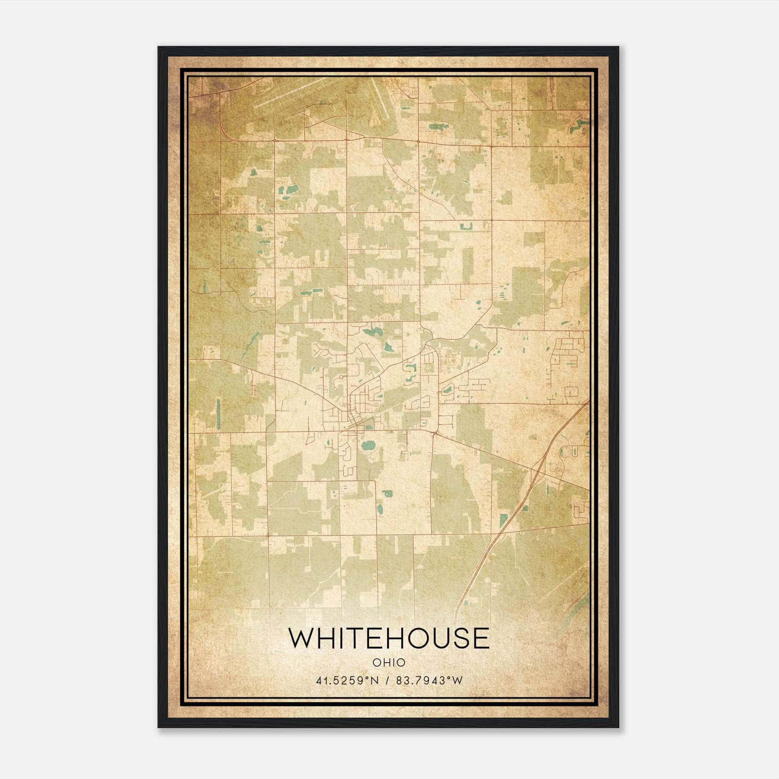Vintage Whitehouse Ohio Map Poster, Whitehouse OH City Road Wall Art Print Vintage Whitehouse Ohio Map Poster, Whitehouse OH City Road Wall Art Print
